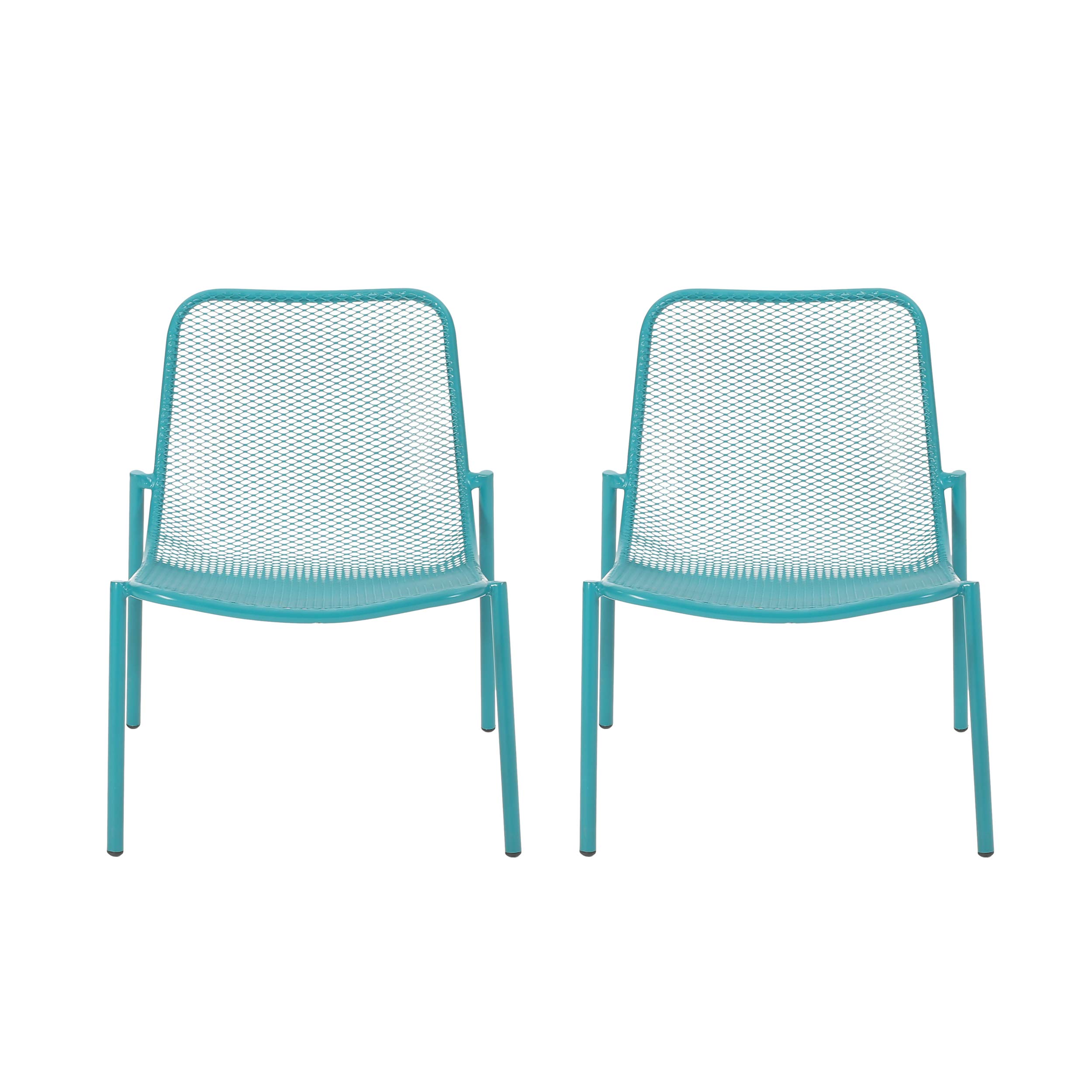 GDF Studio Modern Outdoor Dining Chairs Set of 2 - Waterproof Matte Teal Patio Furniture for Backyard, Garden & Poolside Dining