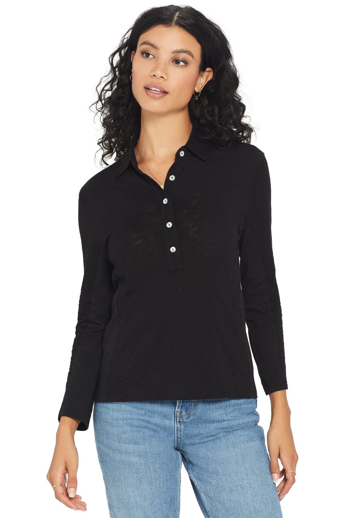 Women's Slub & Jersey Polo Tee - Comfortable Casual Short Sleeve Shirt for Work, Golf & Everyday Wear