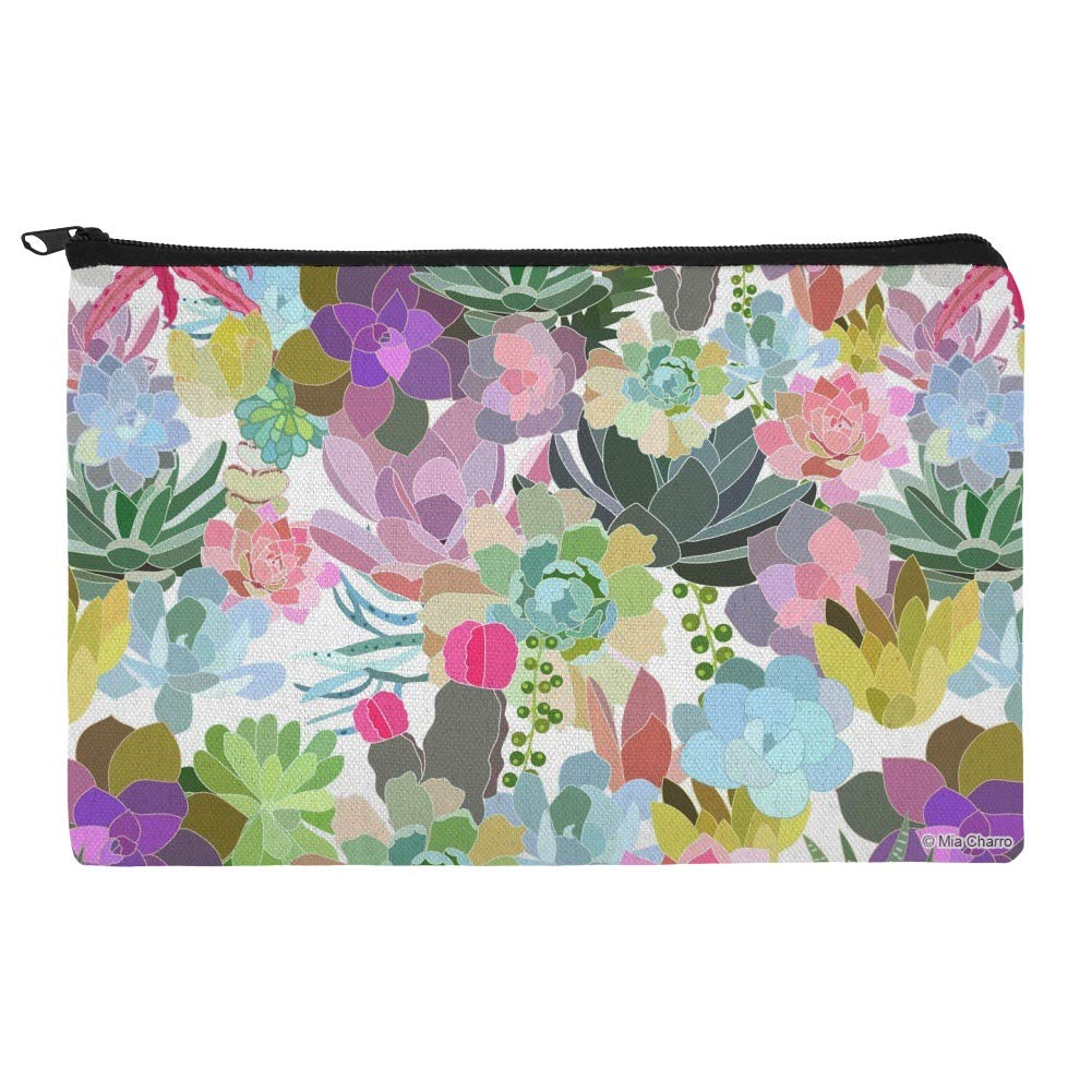 Stylish Succulent Oasis Pattern Makeup Bag - Waterproof Cosmetic Organizer Pouch for Travel & Daily Essentials | Perfect for Makeup Brushes, Toiletries & Jewelry Storage