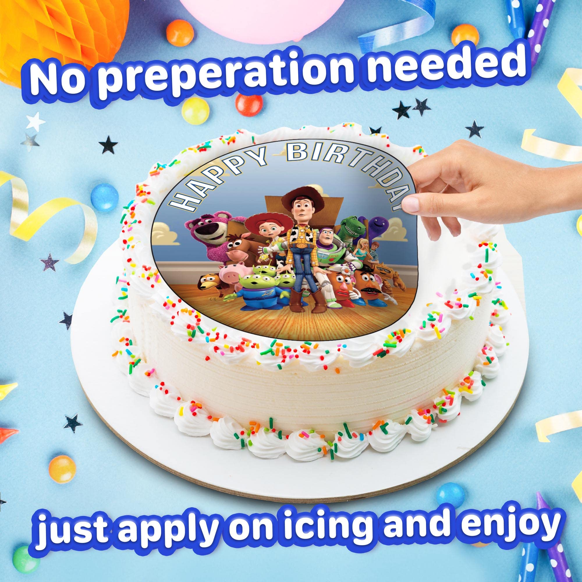 7.5 Inch Edible Cake Toppers - Classic Toy Adventure Themed Birthday Party Decorations for Cakes, Cupcakes & Desserts | Perfect for Kids Birthday Parties, Baby Showers & Special Celebrations