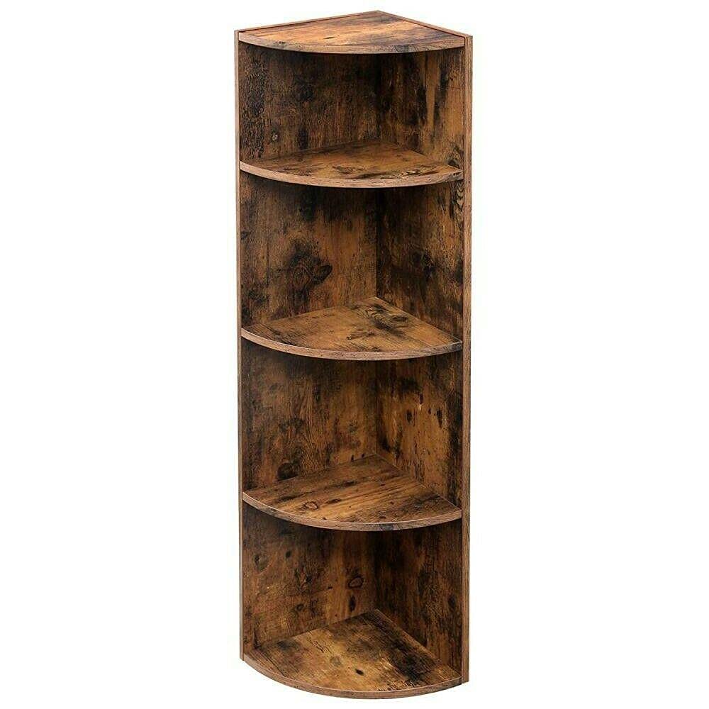 4-Tier Wooden Corner Shelf - Wall Mounted Bookcase & Storage Rack for Home, Office - Space-Saving Display Stand for Books, Decor & Organizing Small Items (Perfect for Living Rooms, Bedrooms & Workspaces)