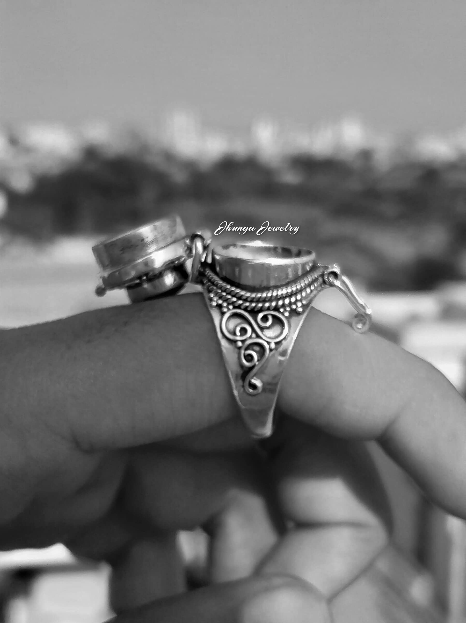 Handmade 925 Sterling Silver Mystic Topaz Poison Ring - Secret Box Ring with Openable Compartment, Rainbow Moonstone Jewelry for Gothic Fashion & Medieval Cosplay