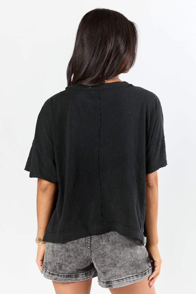 Rooted Essential Black V Neck Tee for Women - Soft Cotton Casual T-Shirt - Perfect for Everyday Wear, Layering & Outfits