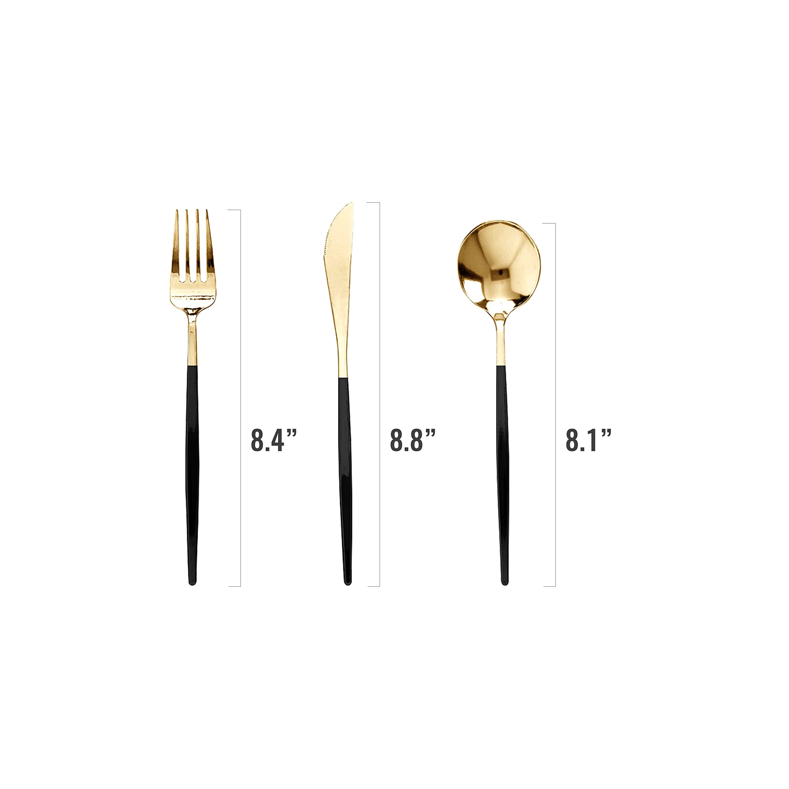 Premium Disposable Plastic Cutlery Set - Heavy Duty Flatware Silverware for Parties, Weddings & Events | Gold & Black Cutlery Set (240-Piece) - Perfect for Catering, Picnics & Outdoor Gatherings