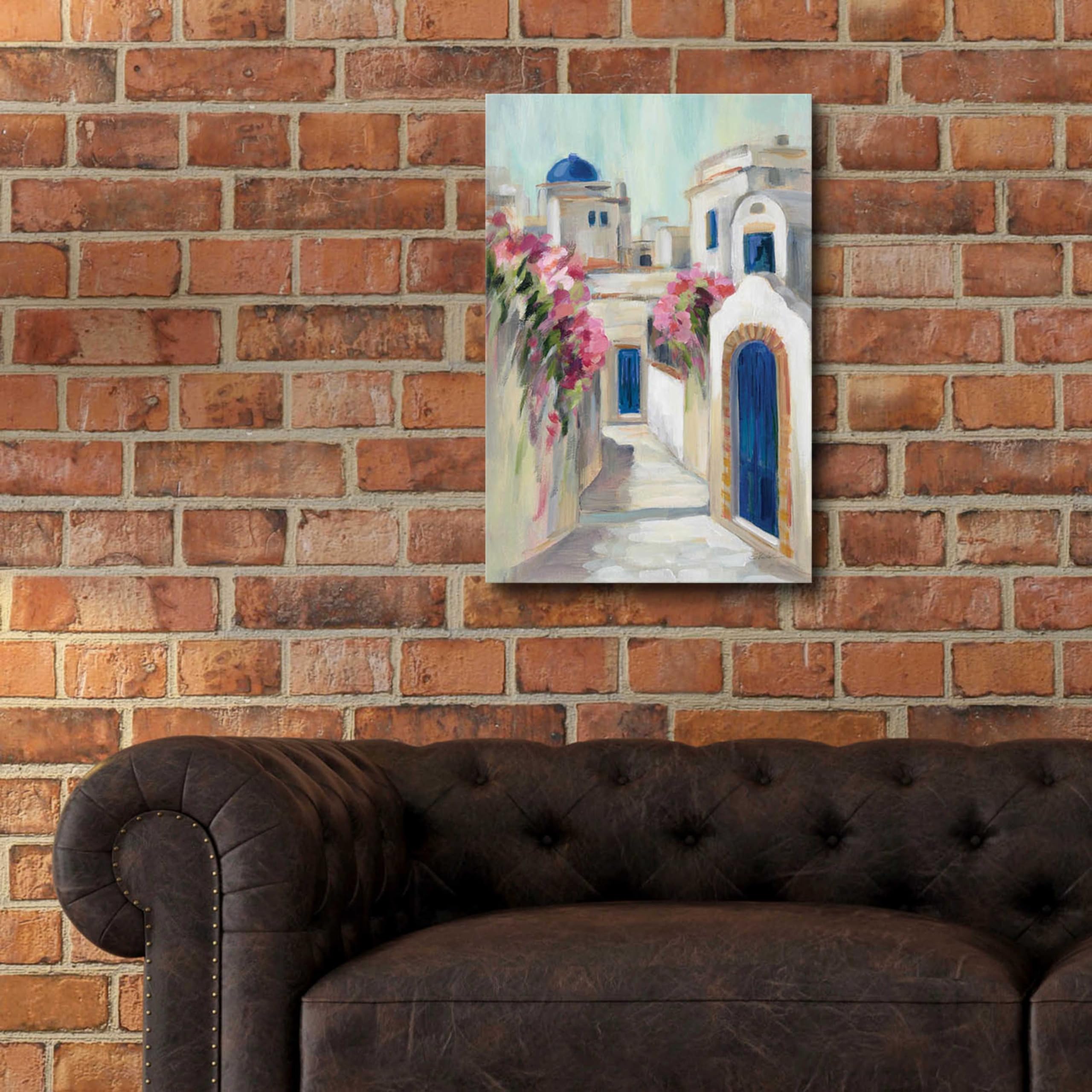 Silvia Vassileva 'Santorini Street I' Acrylic Glass Wall Art - 16x24 Inches Modern Home Decor for Living Room, Bedroom & Office