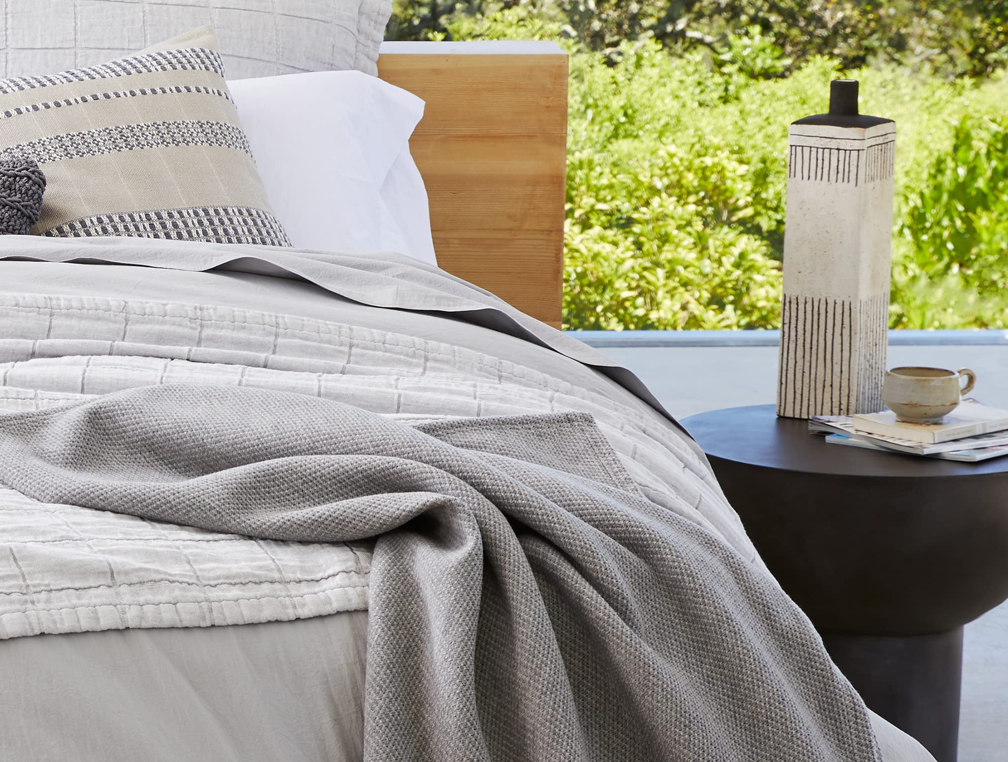 Coyuchi Sequoia Washable Organic Blanket - Soft Gray Throw Blanket for Sofa, Bed & Travel - Eco-Friendly & Hypoallergenic