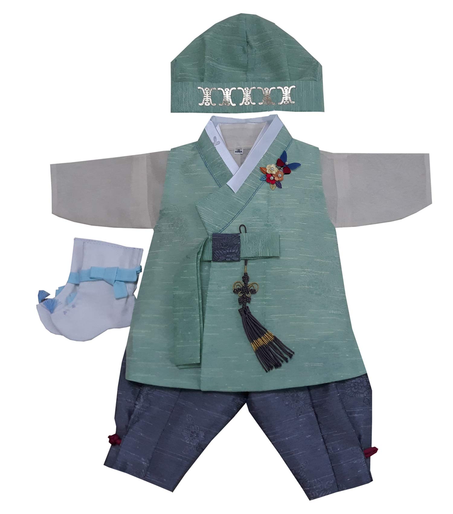 100 Days Korean Baby Boy Hanbok Traditional Dress Outfit Set - Premium Quality Silk Embroidery for First Birthday Celebration, Doljanchi Party & Cultural Events