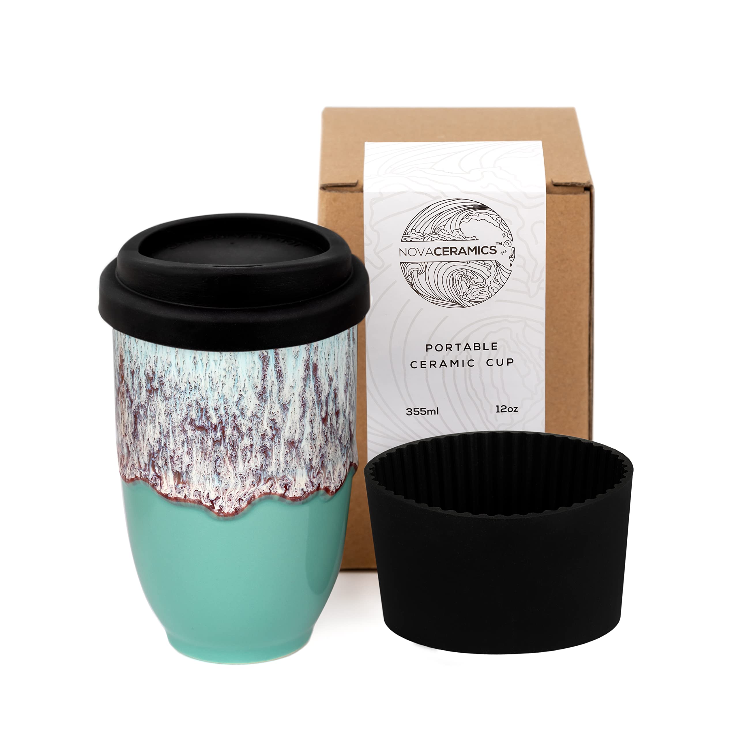 12oz Travel Coffee Mug - Reusable Insulated Coffee Tumbler with Lid, Microwave & Dishwasher Safe - Perfect Gift for Women & Men - Nebula Design - Ideal for Commuting, Office Use & Outdoor Adventures