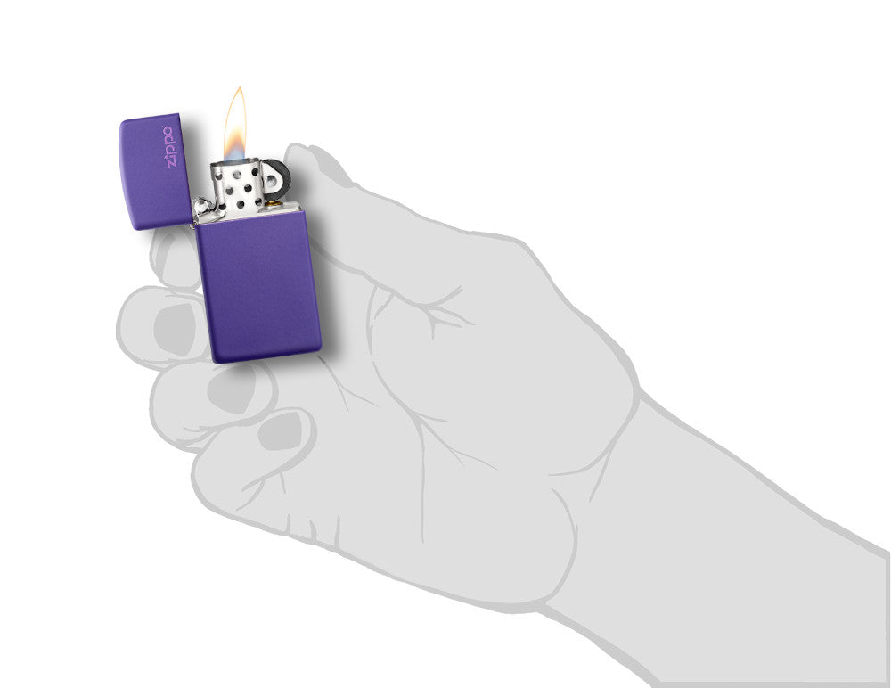 Slim® Purple Matte Zippo Logo Lighter - Windproof Refillable Metal Cigarette Lighter for Smoking, Camping, Outdoor Adventures & Collectibles
