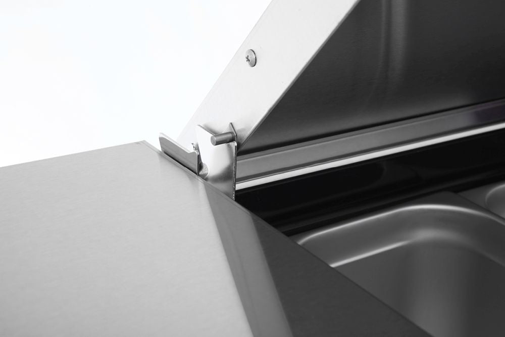 Atosa MPF8203 Commercial 3-Door Pizza Prep Table Refrigerator - Stainless Steel Countertop Refrigerator for Restaurants, Pizzerias & Food Service Businesses