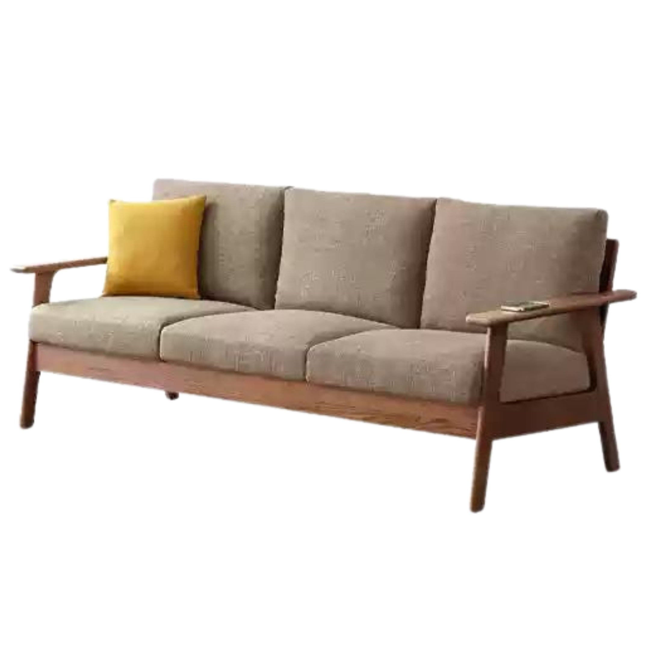 Premium Oak Solid Wood Sofa with Soft Fabric Cushions - Durable Modern Living Room Furniture for Home & Office Comfort