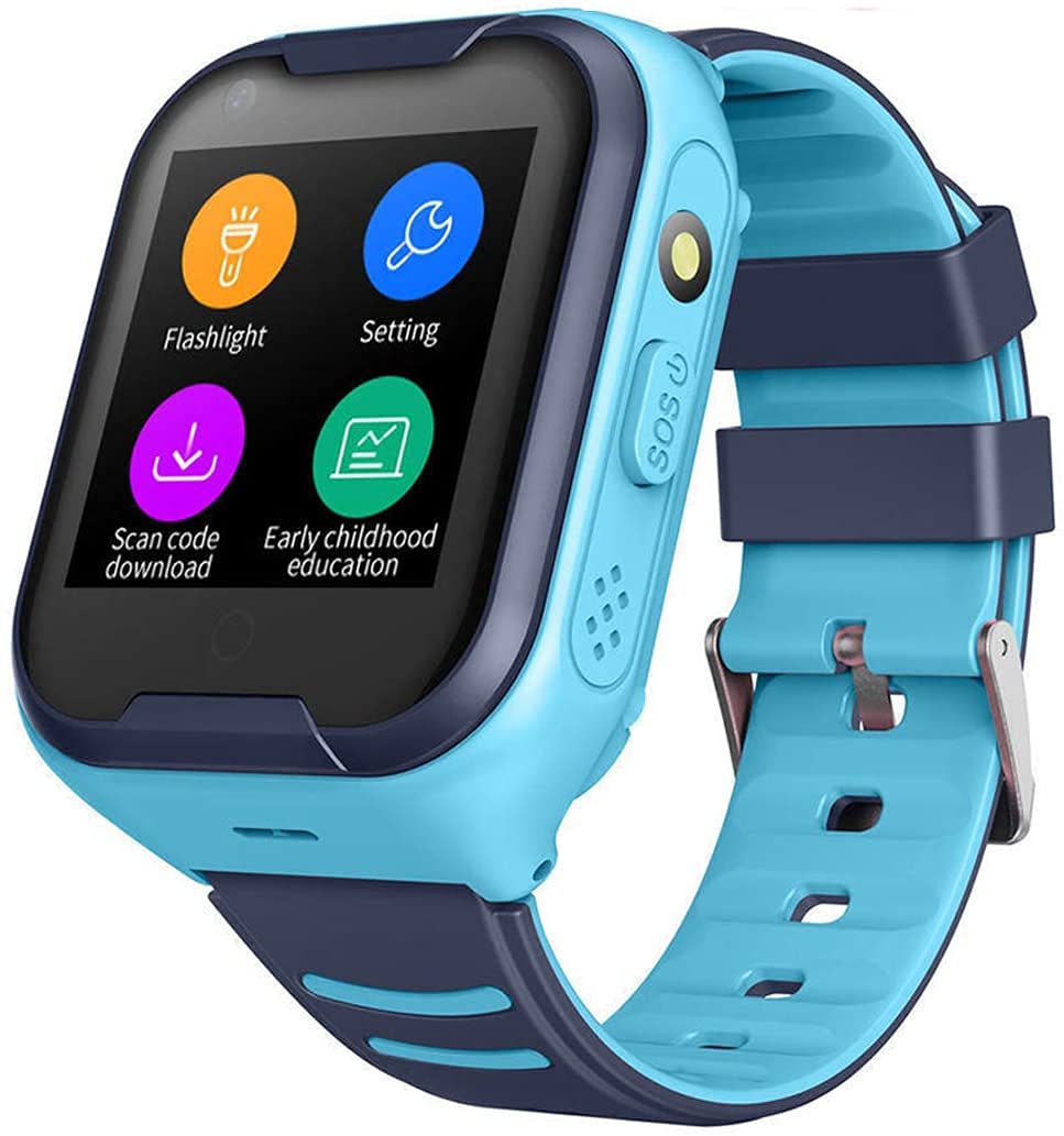 4G GPS Kids Smart Watch - Waterproof Touch Screen Smartwatch with GPS Tracker, Video Call, Camera, SOS Alarm & Pedometer - Best Gift for Boys & Girls (Blue) - Perfect for School, Outdoor Play & Child Safety
