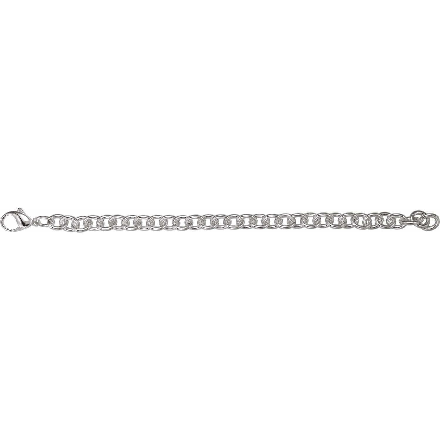 925 Sterling Silver Cable Link Bracelet for Women, Adjustable 7.5