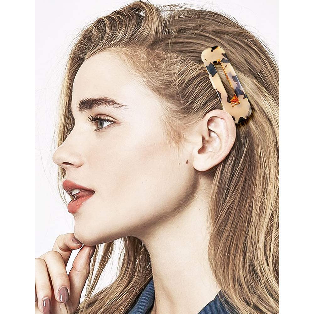 Fashion Acrylic Hair Clips for Women - 12PC Non-Slip Large Barrettes, Geometric Resin Alligator Hair Clips - Hair Accessories for Ladies - Perfect for Parties, Weddings & Everyday Styling