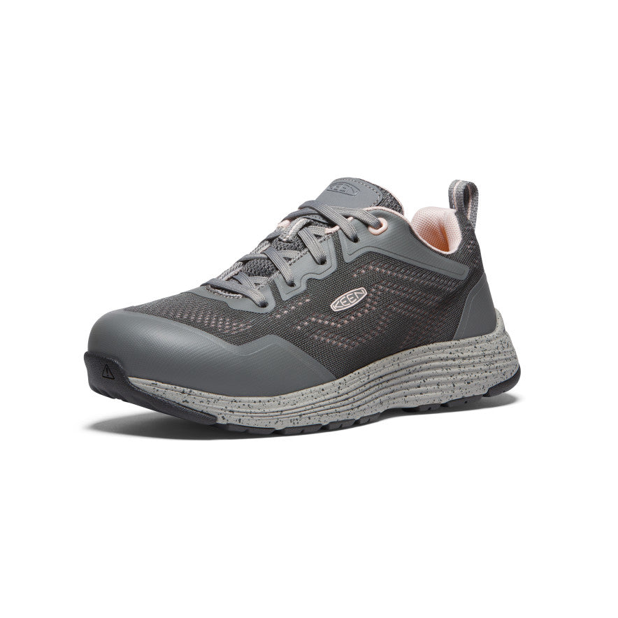 Sparta 2 Women's Safety Shoes with Aluminum Toe - Steel Grey & Peach Whip | Lightweight Work Boots for Construction, Warehouse & Industrial Use