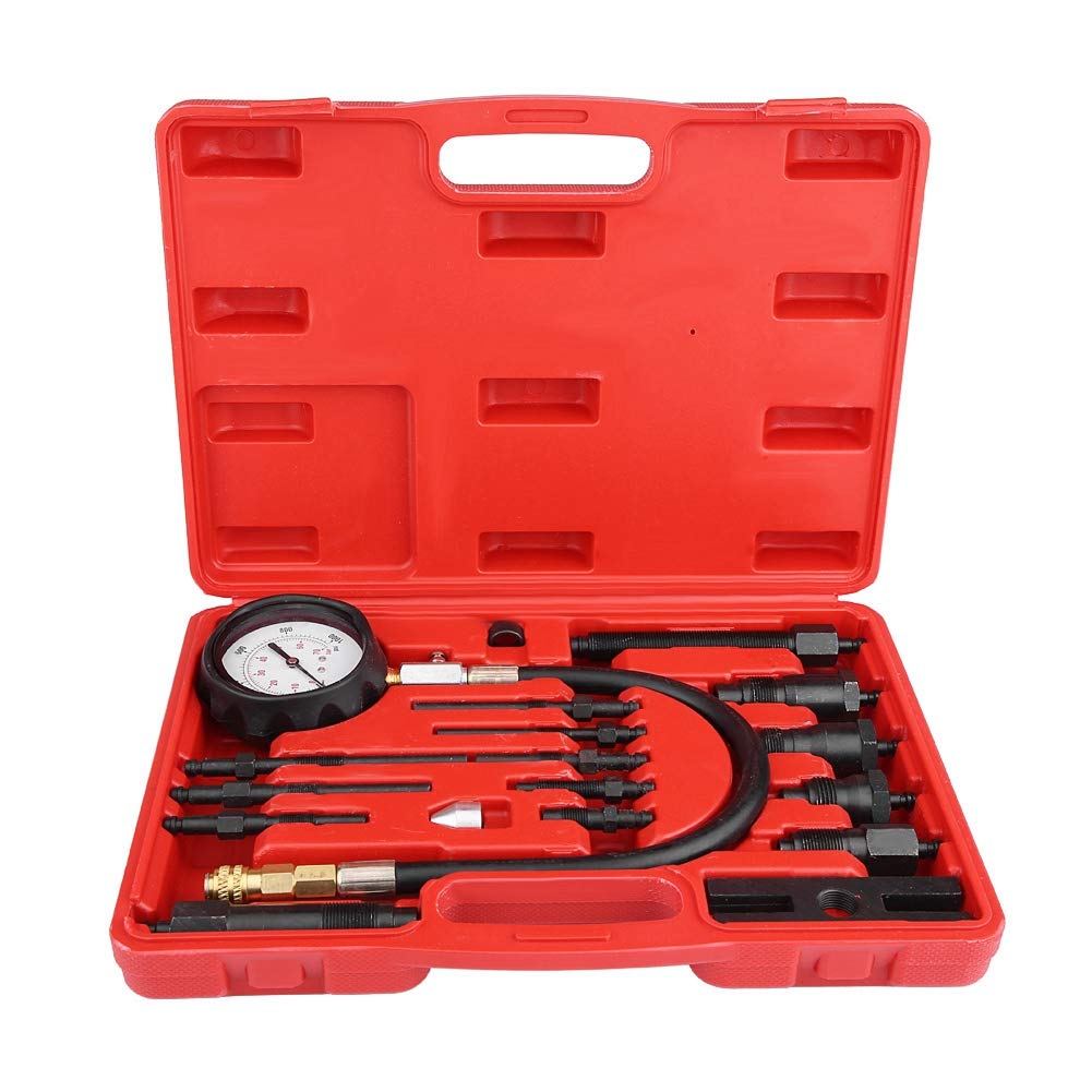 17-Piece Diesel Compression Tester Kit - Professional TDI/CDI Engine Pressure Gauge for Auto & Tractor Diagnosis | Perfect for Mechanics, DIY Repairs & Engine Performance Testing