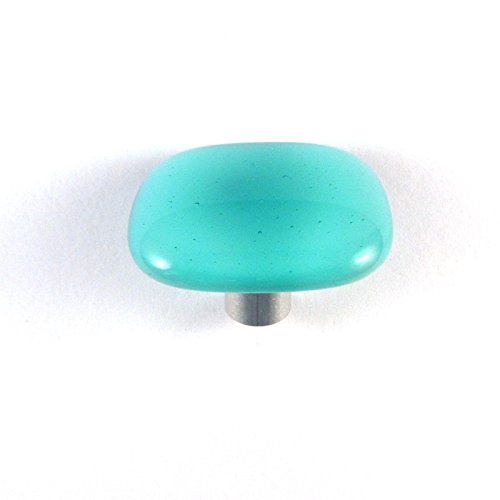 Celestial Blue Glass Cabinet Knobs - 2PC Set, Rounded Square Design, Colormax Collection (118 Colors) - Perfect for Kitchen Cabinets, Bathroom Vanities & Furniture Upgrades