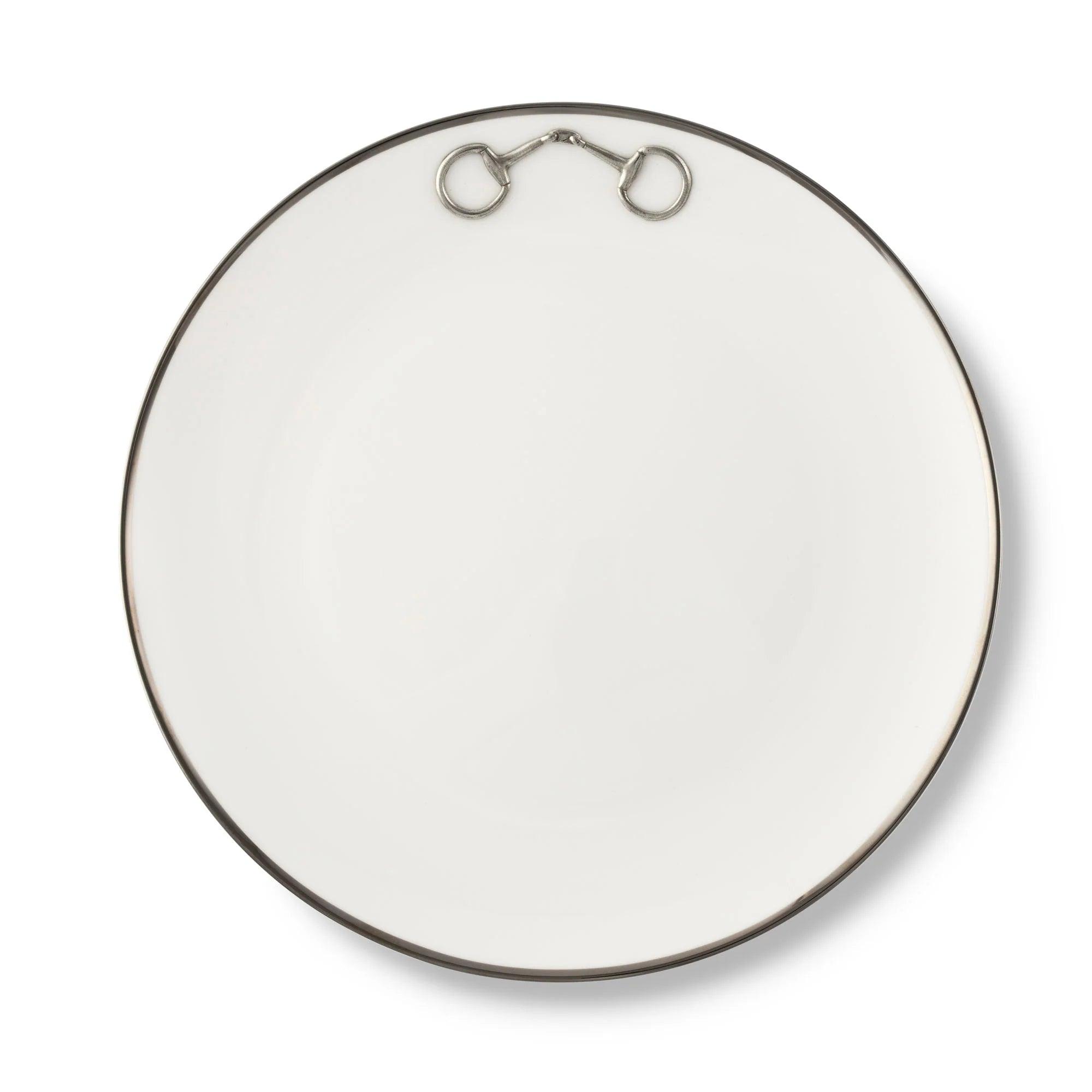 Premium Snaffle Bit Platinum Dinner Plate - Elegant Tableware for Fine Dining, Weddings & Special Occasions