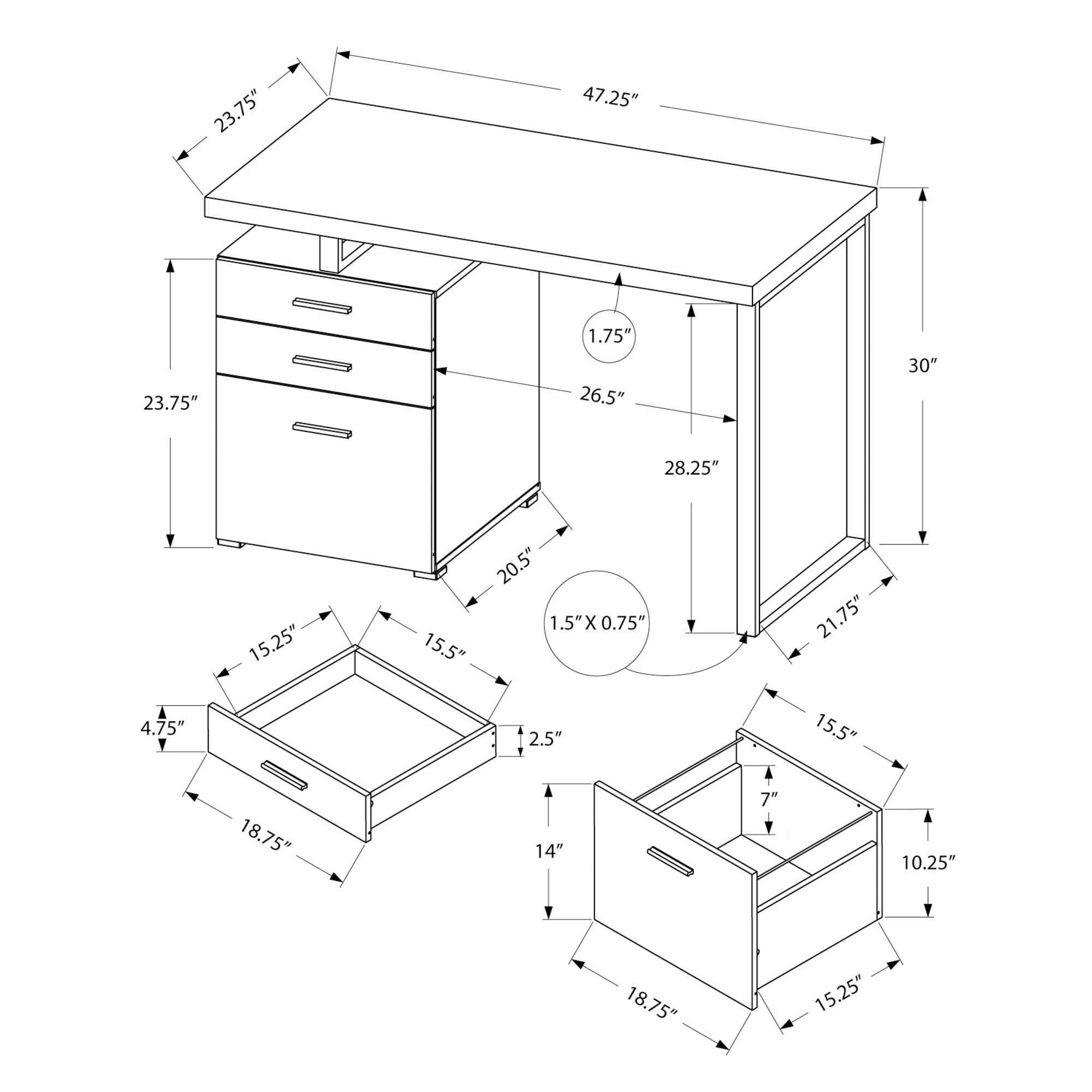 Offex 48 Inch Modern Reclaimed Wood Look Computer Desk with Storage Drawers - Stylish Home Office Desk for Work, Study and Gaming (Grey)