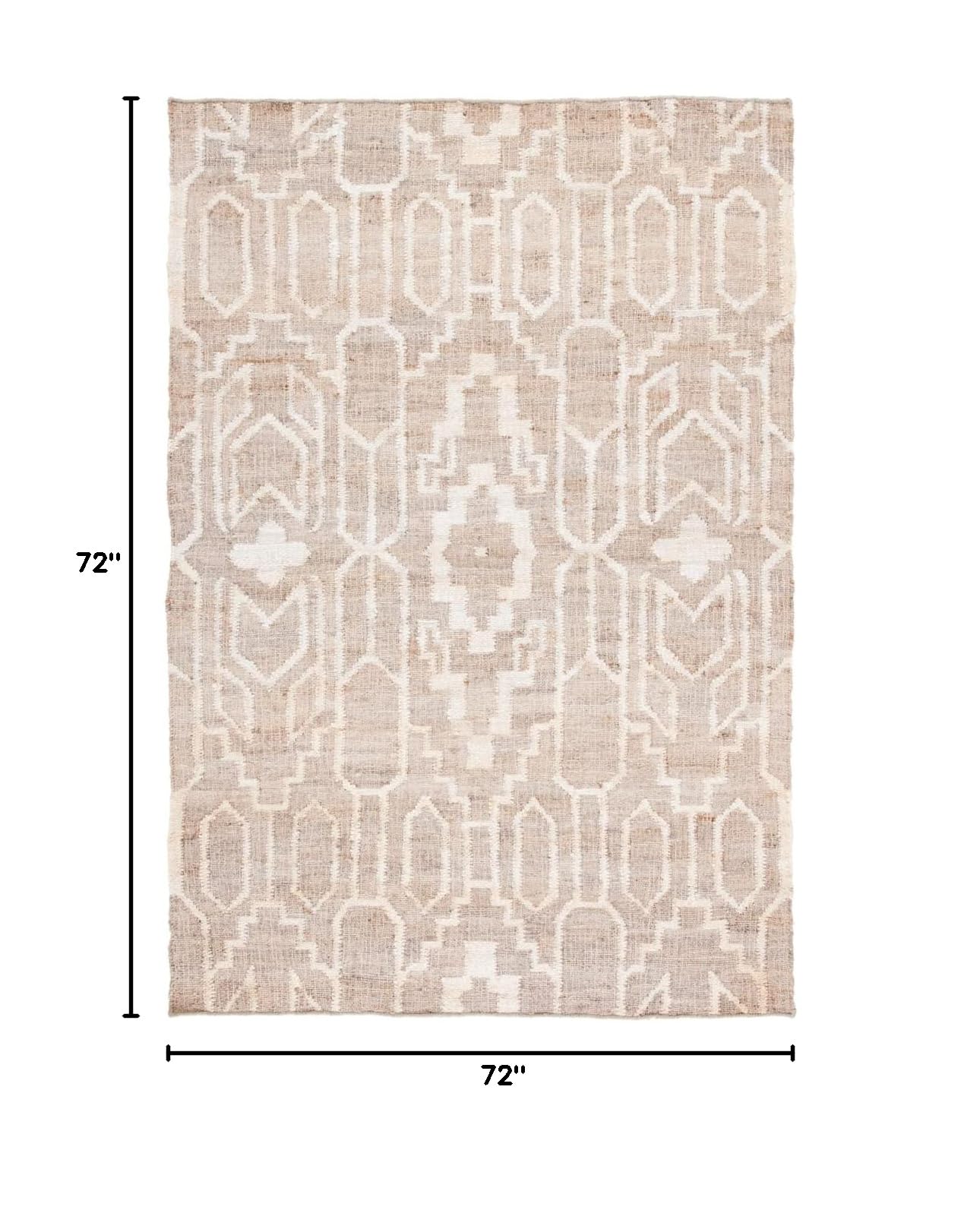 SAFAVIEH Handmade Jute Area Rug 6x6 Feet - Natural Fiber Square Rug in Grey & Ivory for Living Room, Bedroom | Durable Floor Mat for High Traffic Areas, Boho Home Decor, Eco-Friendly Floor Covering