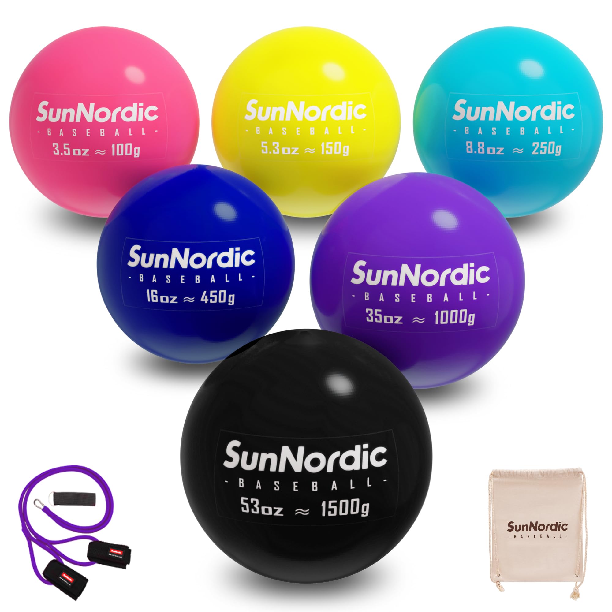 6/9 Pack Weighted Plyo Baseballs (3.5-70oz) - Variable Weight Training Balls for Power & Pitching Drills - Perfect for Baseball Players, Coaches & Athletes - Improve Swing Speed & Arm Strength at Home or Gym