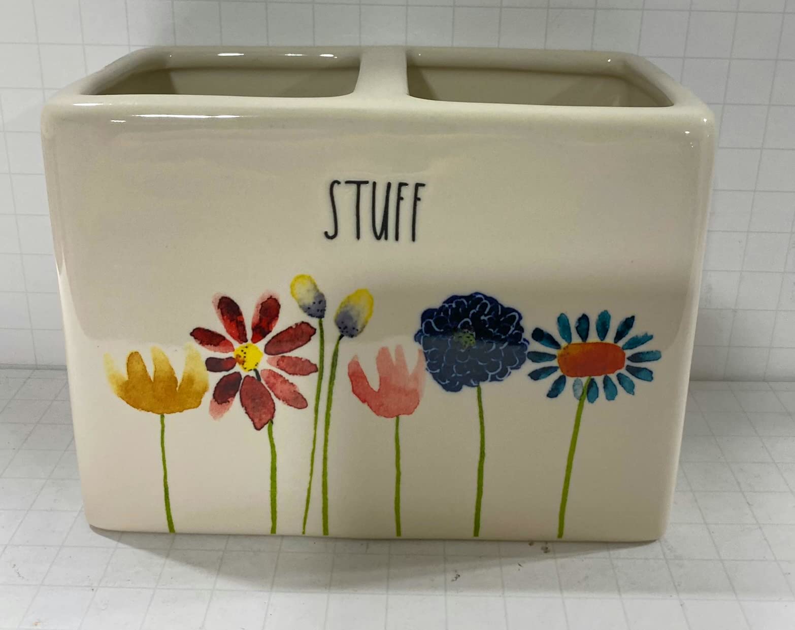 Rae Dunn Ceramic Bathroom Holder - Stylish Toothbrush & Soap Organizer for Modern Home Decor