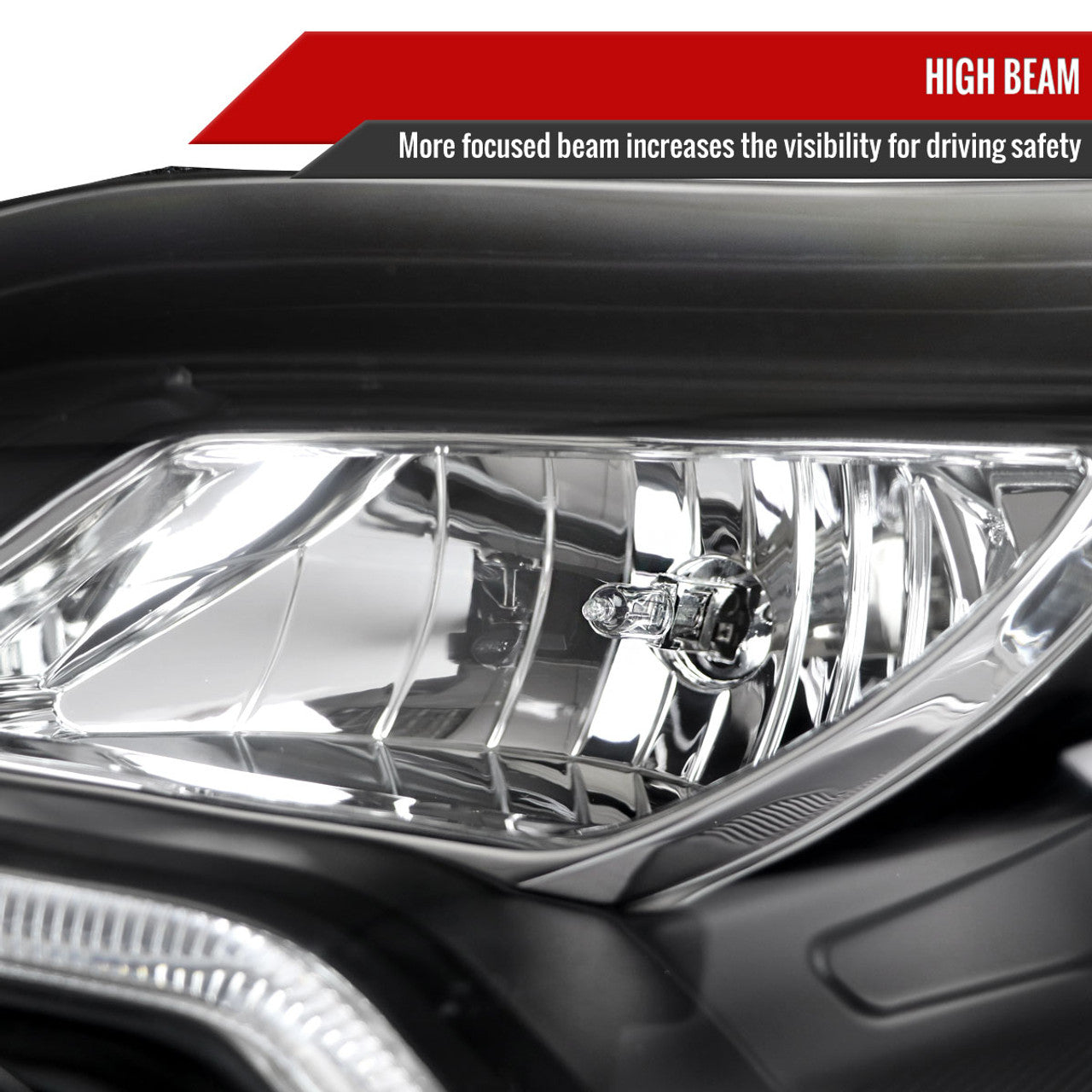 2012-2014 Ford Focus Projector Headlights with LED Light Strip & Sequential Turn Signals - Matte Black Housing & Clear Lens - Upgrade for Night Driving & Custom Car Styling