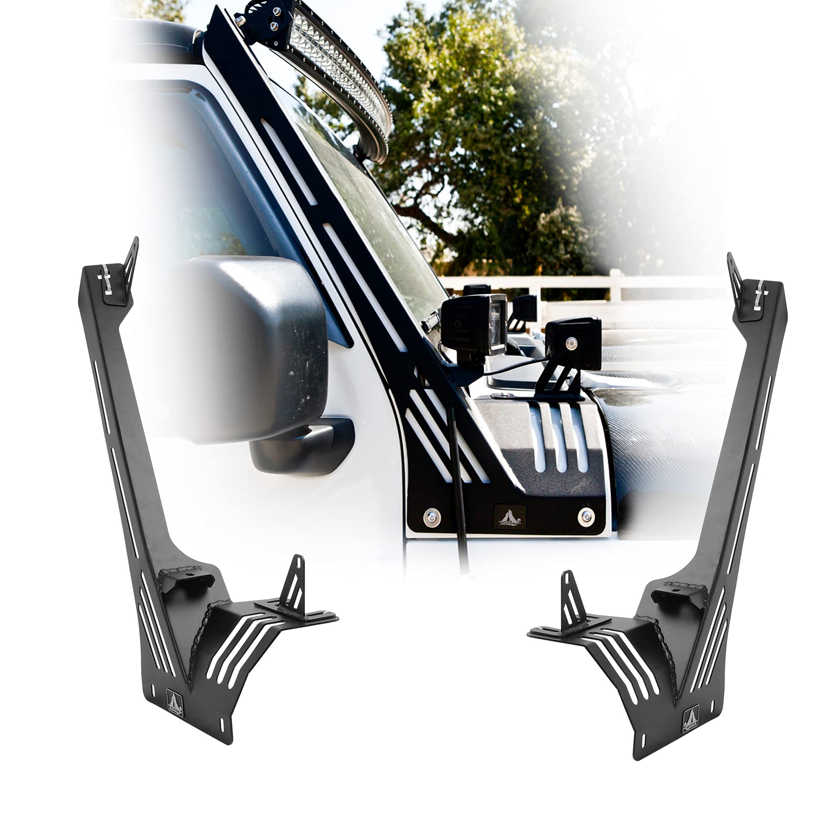 ROXX A-Pillar LED Light Bar Mount Brackets 2PCS - Compatible with 2018-2021 Jeep Wrangler JL - Heavy Duty Off-Road LED Light Mounting Kit for Jeep Accessories - Perfect for Night Driving & Off-Road Adventures
