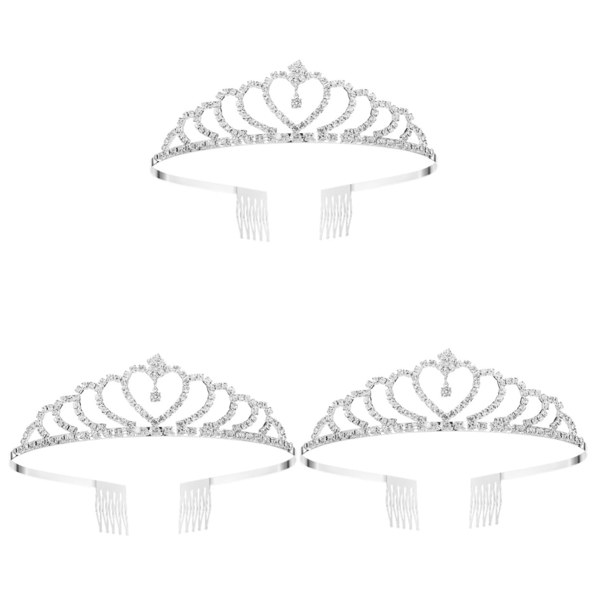 Beavorty 3-Piece Rhinestone Princess Tiara Set - Crystal Bridesmaid Headbands, Birthday Crowns & Wedding Tiaras for Girls, Kids (Pearlescent Decor) - Perfect for Birthday Parties, Weddings, Pageants & Princess-Themed Events