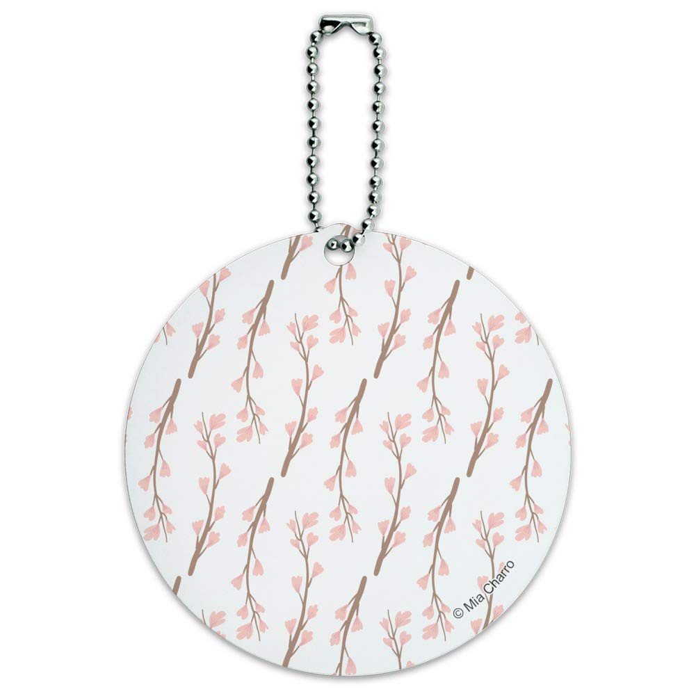 Cherry Blossom Floral Round Luggage ID Tag - Durable Suitcase Name Tag for Travel Bags & Carry-Ons - Perfect for Airports, Business Trips & Vacation Identification