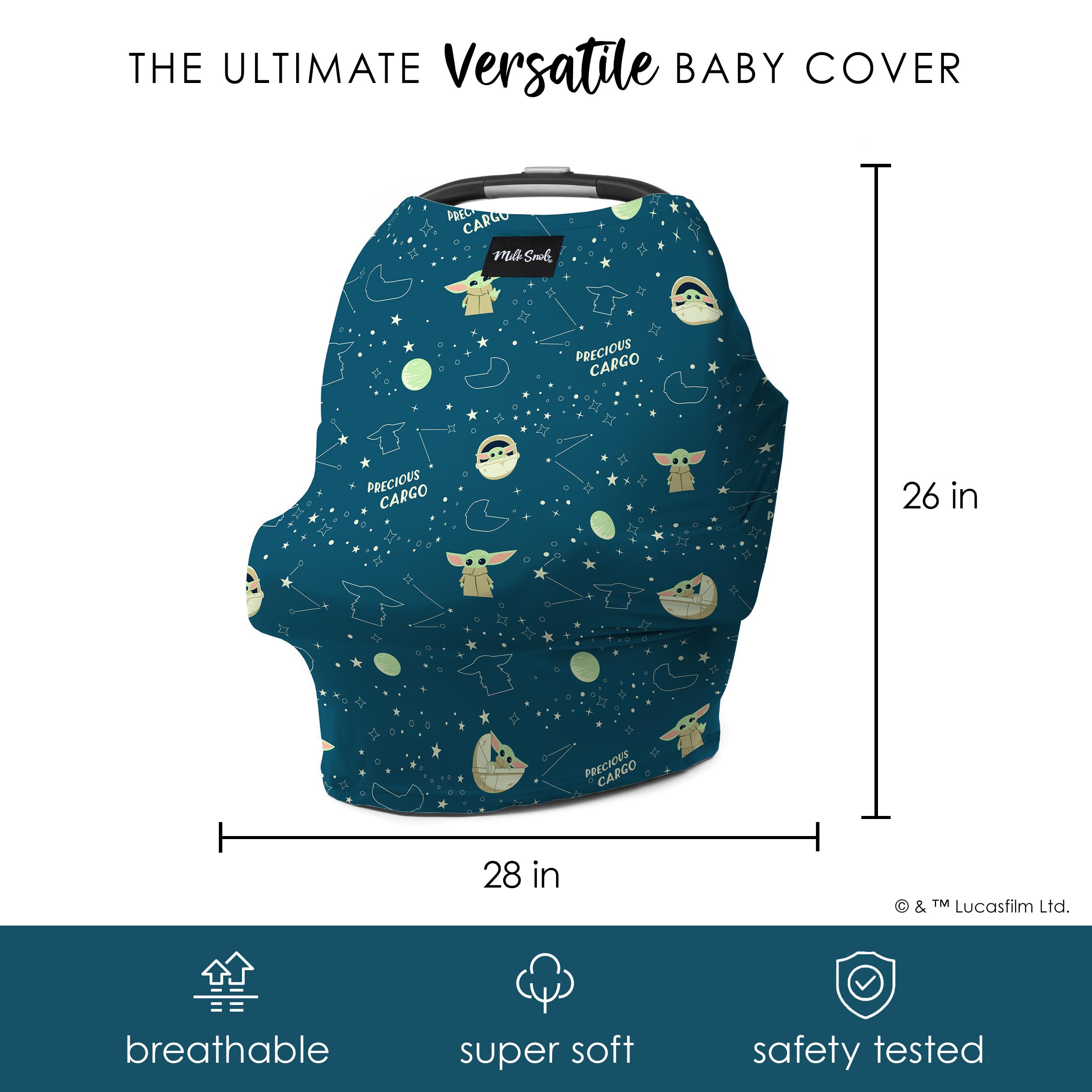 Star Wars The Child 5-in-1 Nursing Cover - Baby Car Seat, Stroller, High Chair, Carrier & Shopping Cart Cover with Privacy Panel | Perfect for Breastfeeding, Newborn Essentials & On-the-Go Moms | Soft Baby Lounger Canopy for Home & Travel Use