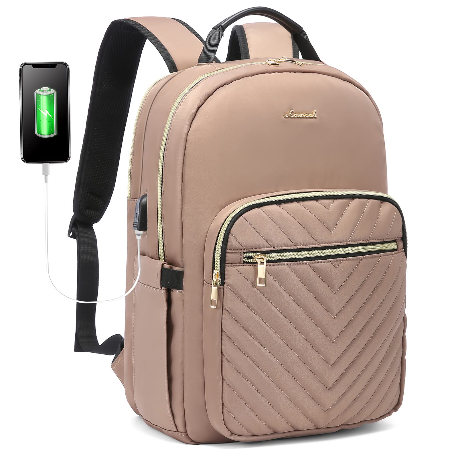 LOVEVOOK 17.3 Inch Laptop Backpack for Women - Stylish Waterproof Travel Purse & Professional Work Bag with USB Port, Ideal for Business, College, Teacher & Daily Commute
