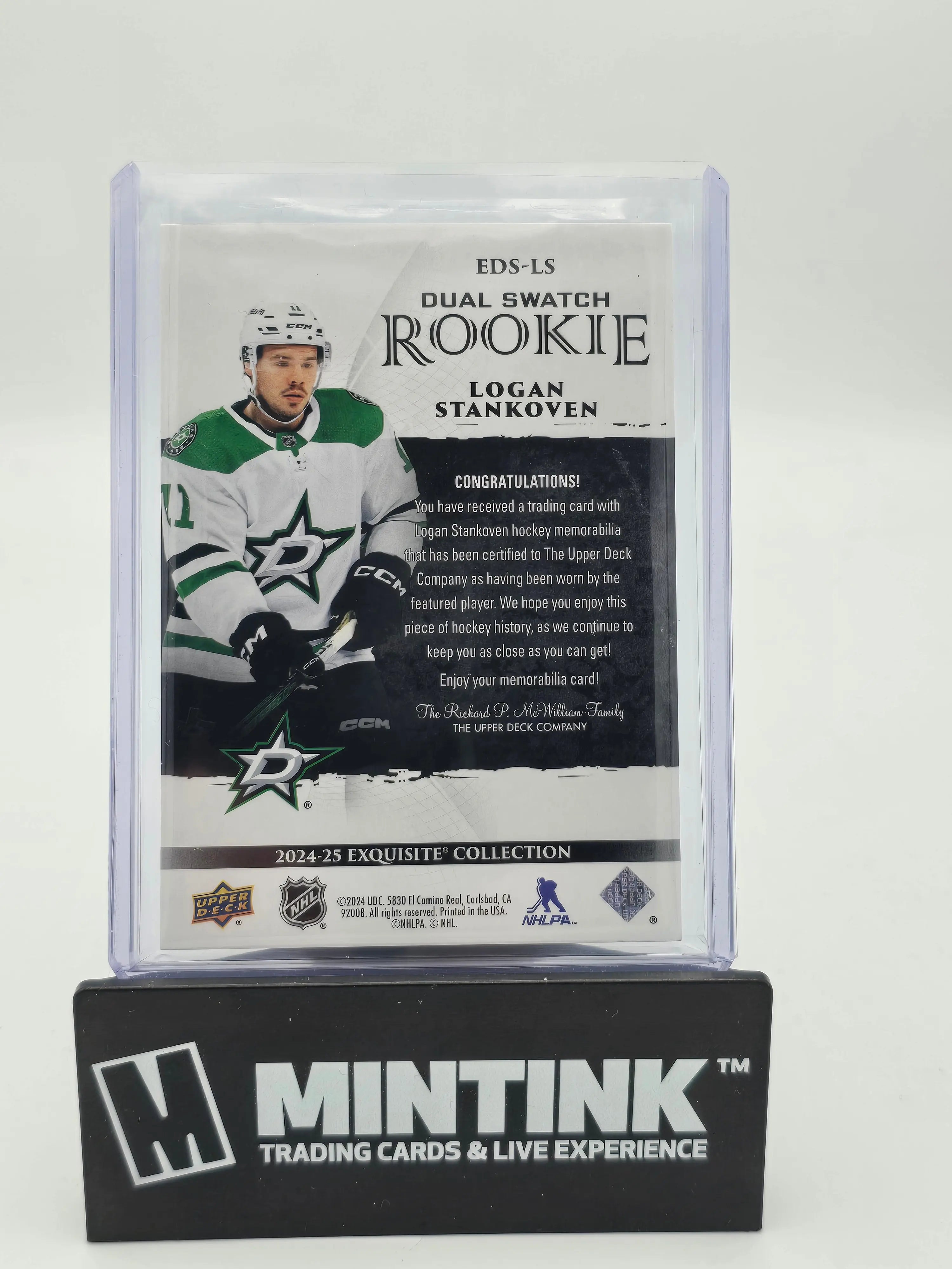 2024-25 Upper Deck Exquisite Hockey Logan Stankoven Dual Swatch Rookie Card #/25 - Collectible Sports Memorabilia for NHL Fans & Card Enthusiasts