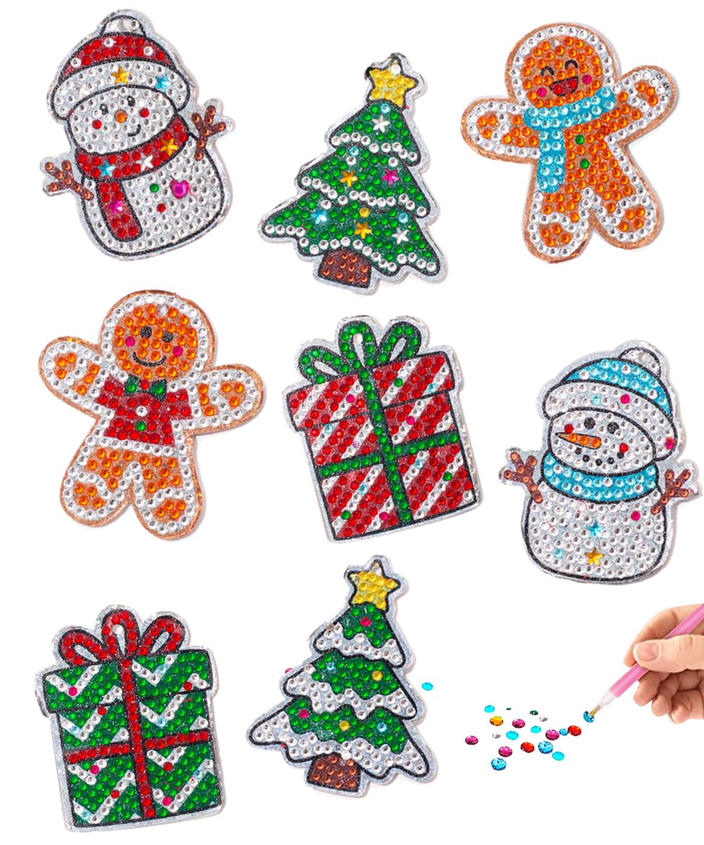 DIY Magnet & Diamond Diamond Painting Christmas Ornaments Kit for Kids - Make 8 Unique Holiday Decorations - Fun Arts & Crafts Activity for Children - Perfect for Holiday Gifts, Classroom Projects & Family Bonding Time