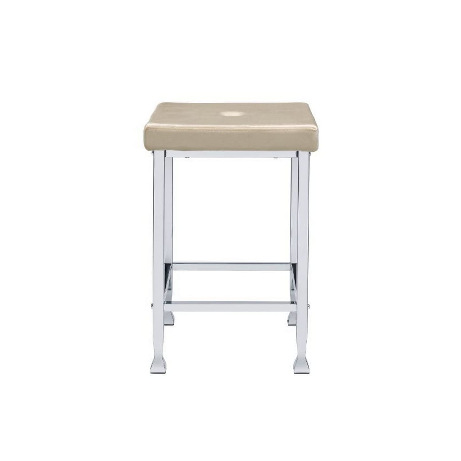 Benjara Counter Height Stool with Padded Seat and Metal Base - Beige Bar Stool for Kitchen Island, Breakfast Nook & Home Decor