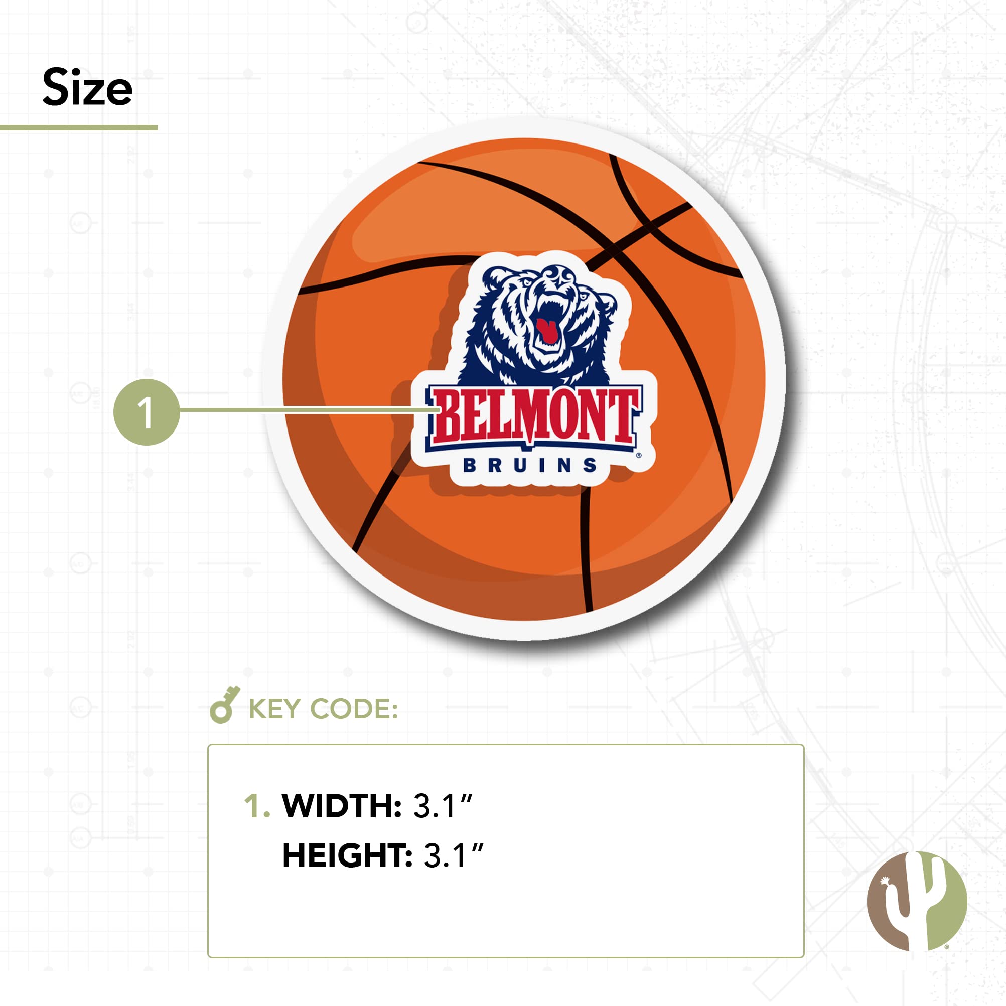 Desert Cactus Belmont University Bruins Vinyl Decal Sticker - Waterproof Laptop, Water Bottle, Car, Scrapbook Decoration - Perfect for Basketball Fans, School Spirit & DIY Projects