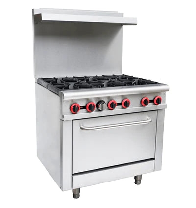 Cookline CR36 6-Burner Liquid Propane Gas Range with Oven - Professional 36