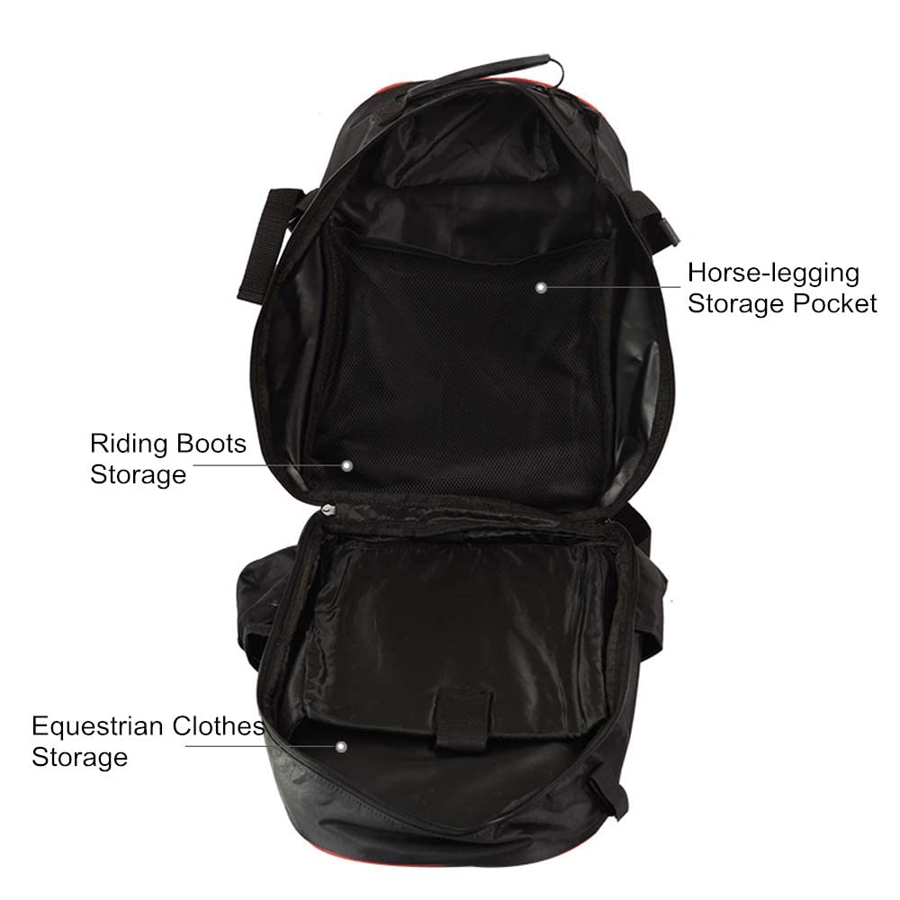 UNISTRENGH Professional Equestrian Backpack - Waterproof Horse Riding Boot & Helmet Storage Bag with Hat Compartment | Unisex Riding Gear for English Boots & Show Equipment | Perfect for Horse Shows, Trail Rides & Stable Organization