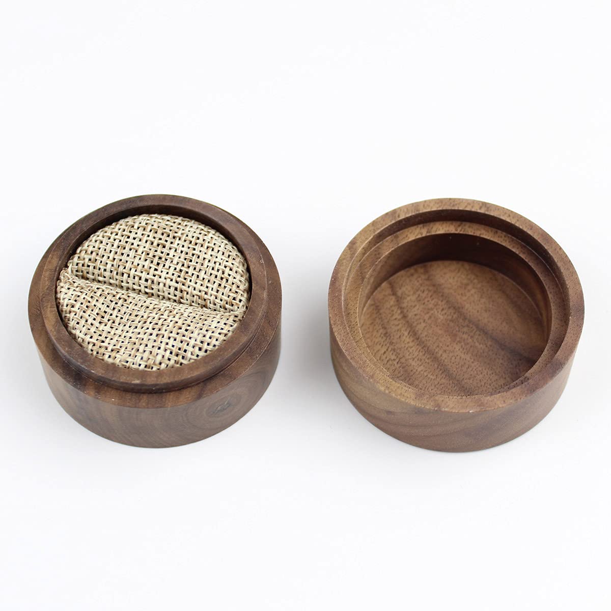 Handcrafted Rustic Walnut Wood Engagement Ring Box - Solid Wood Round Jewelry Case for Wedding Proposal, Anniversary Gift, Ring Storage - Perfect for Romantic Proposals, Wedding Keepsakes & Jewelry Organization