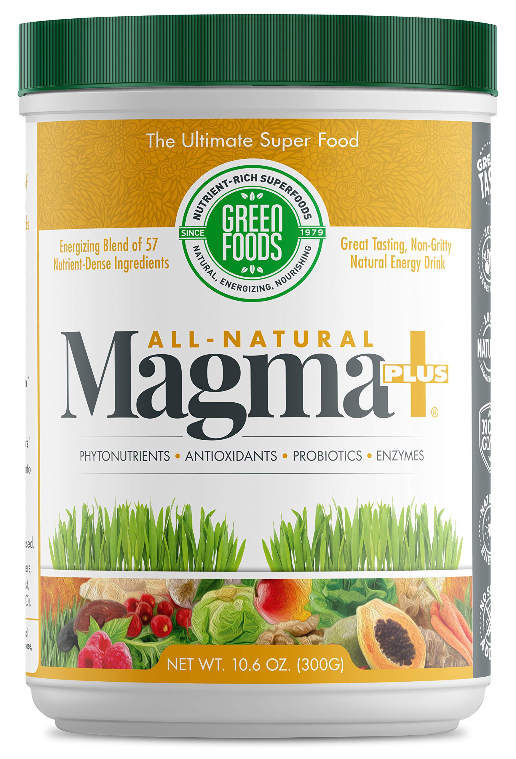 Green Foods Magma Plus Powder 10.6 oz (300g) - Organic Superfood Supplement for Detox & Digestion - Perfect for Smoothies, Juices & Daily Wellness Routine