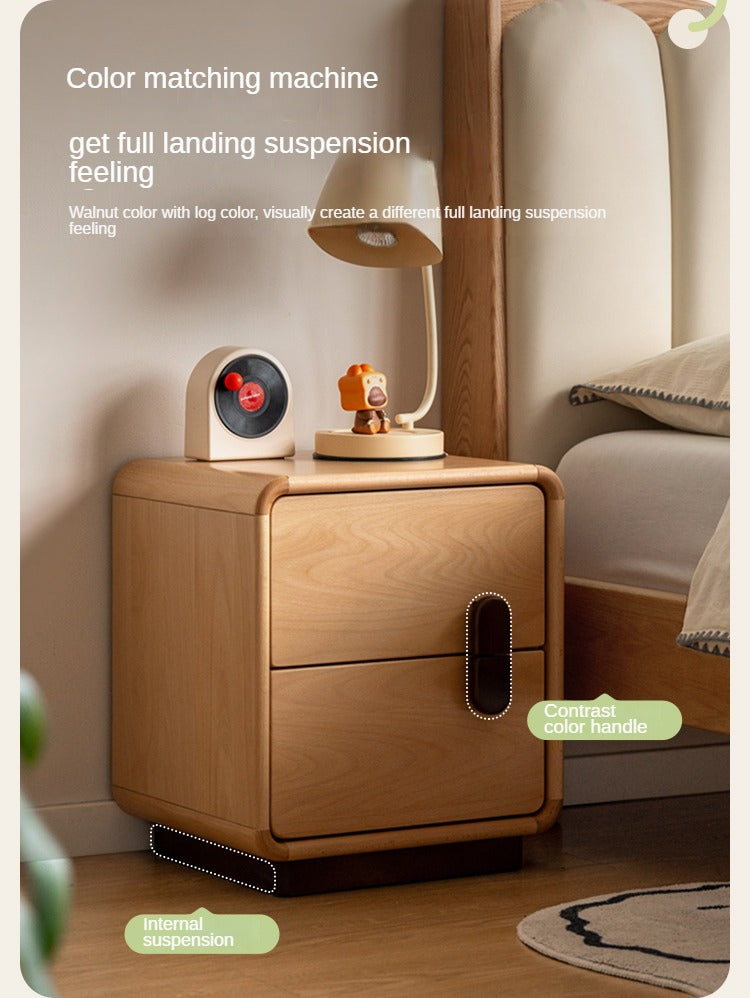 Solid Beech Wood Nightstand with Storage - Bedside Table for Bedroom, Living Room, or Office - Compact & Stylish Home Furniture