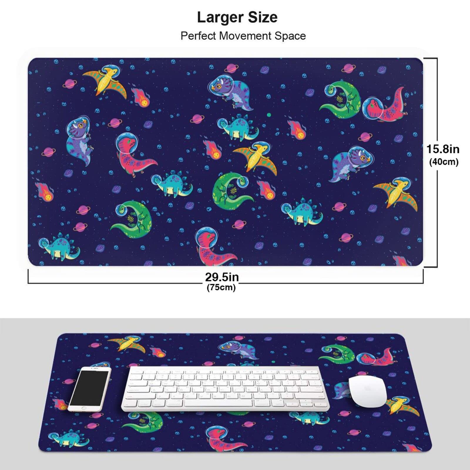 Cute Dinosaur Mouse Pad - Non-Slip Rubber Gaming Mouse Pad with Extended Rectangle Design for Office & Home Desk - Perfect for Work, Gaming & Computer Use