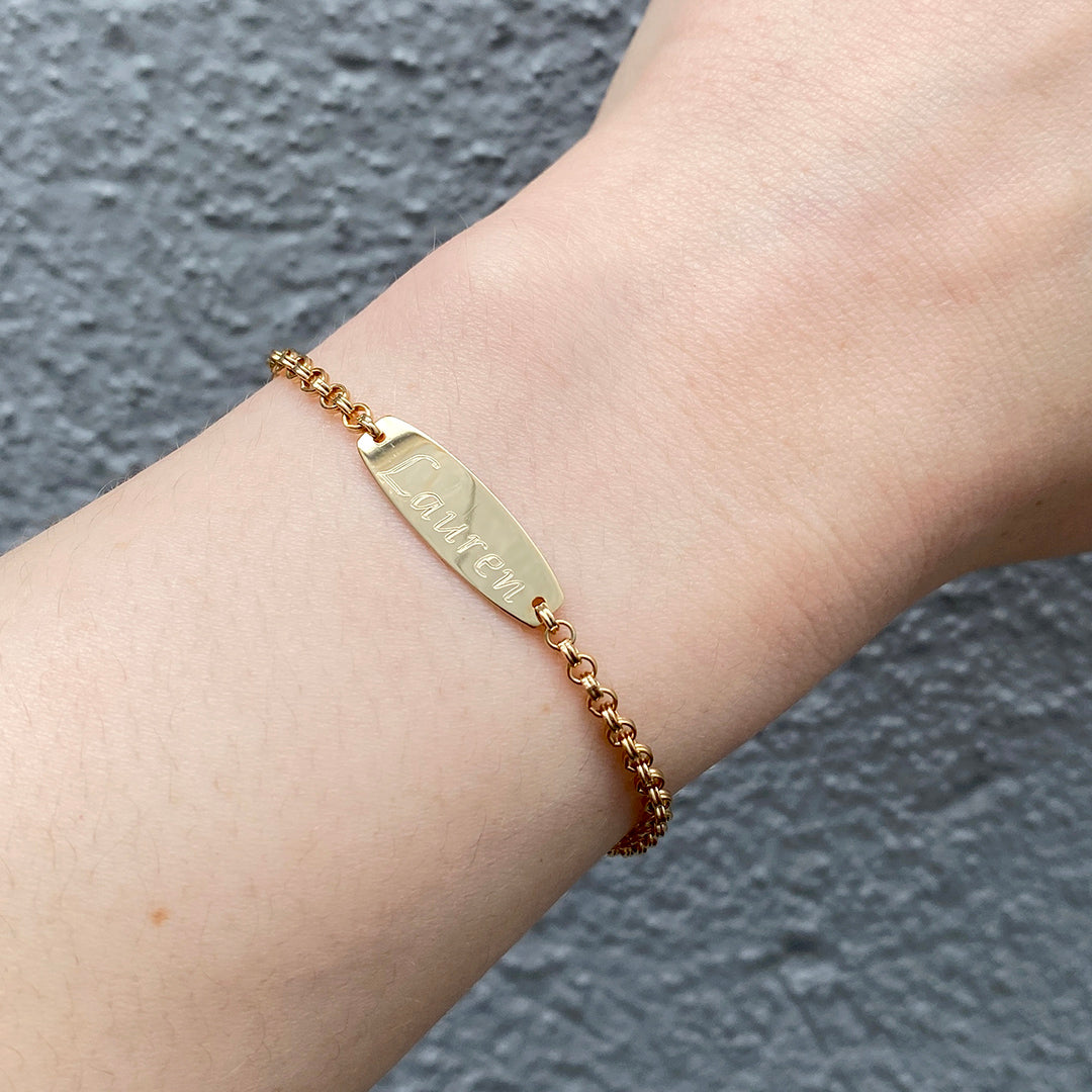 14K Gold Filled ID Bracelet for Kids - Personalized Name Bracelet for Girls & Boys - Perfect for Birthdays, Gifts & Special Occasions
