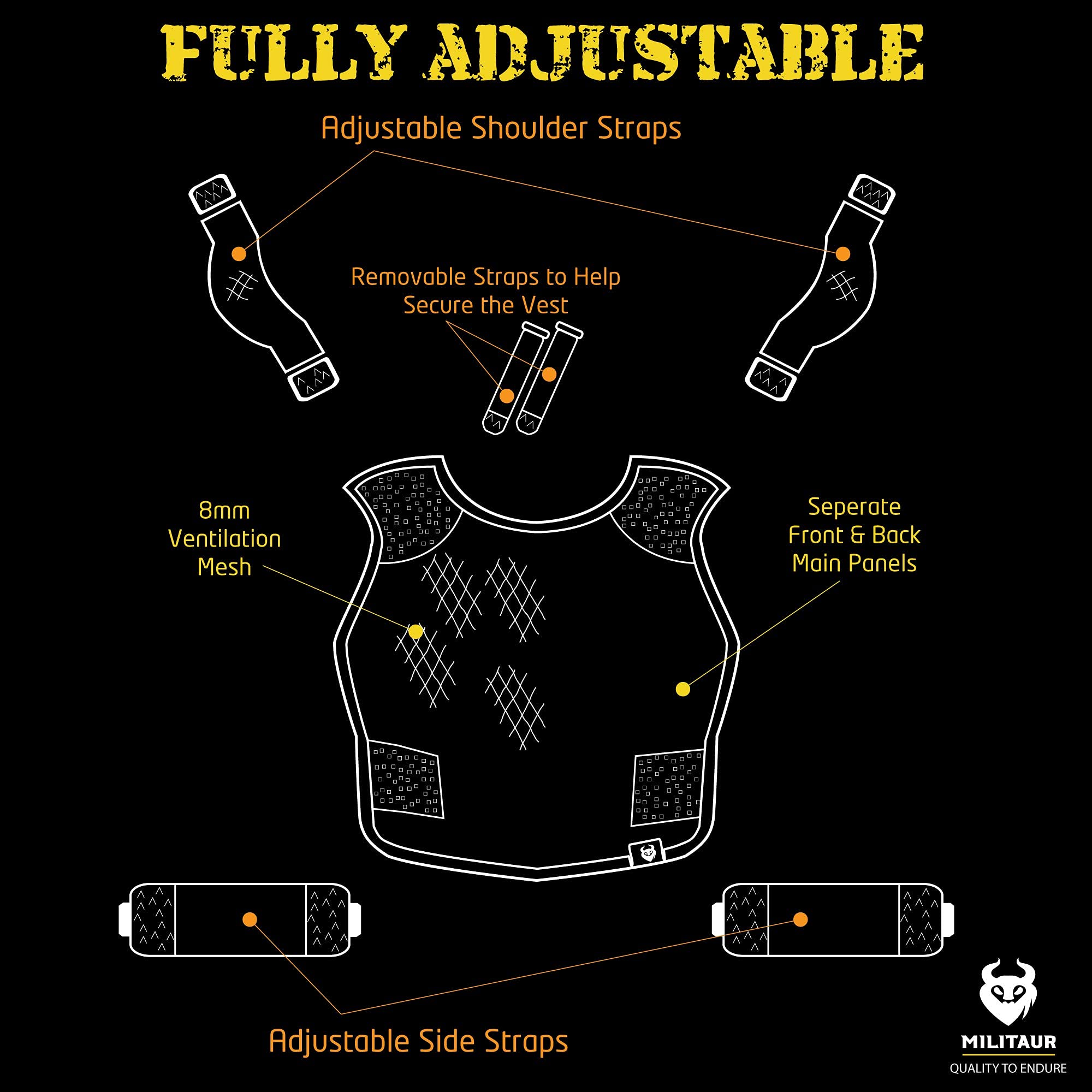 MILITAUR Adjustable Ventilation Tactical Vest - Breathable Mesh Design for Enhanced Airflow Under Body Armor | Ideal for Military, Law Enforcement & Outdoor Activities