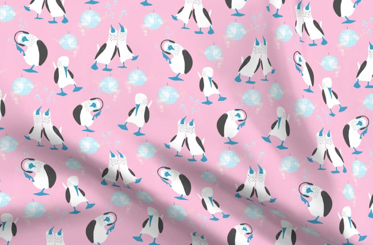 Blue Birds Dancing Music Disco Print Minky Fabric Fat Quarter - Soft Plush Fabric for Sewing Baby Blankets, Quilts & Hip Hop Dance Costumes - Perfect for DIY Crafts & Home Decor
