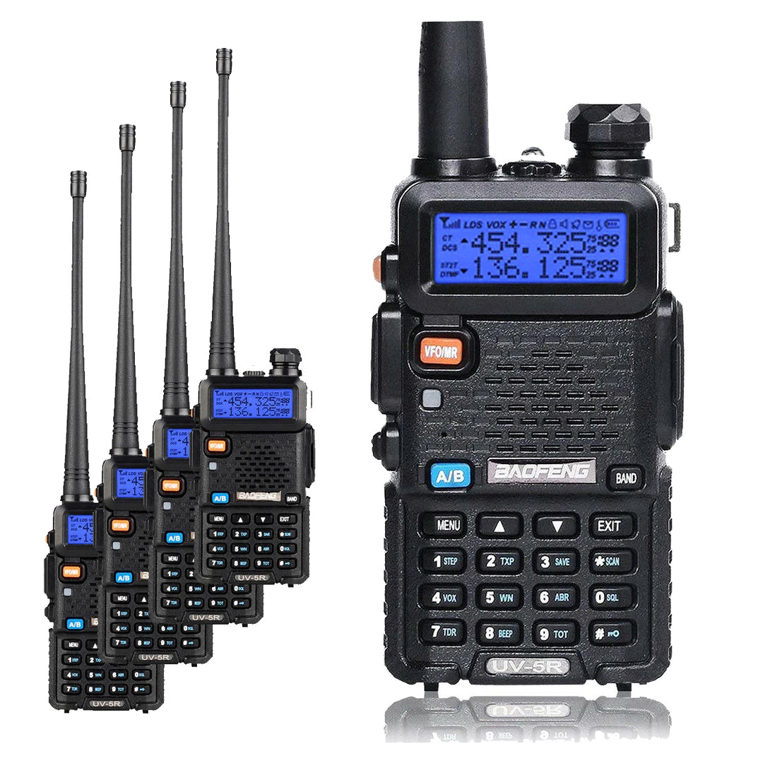 Baofeng UV-5R Dual Band Two-Way Radio [5 Pack] - 4W/1W Power, 128 Channels, Flashlight, VOX, Emergency Alert - Perfect for Outdoor Adventures, Security, and Emergency Communication