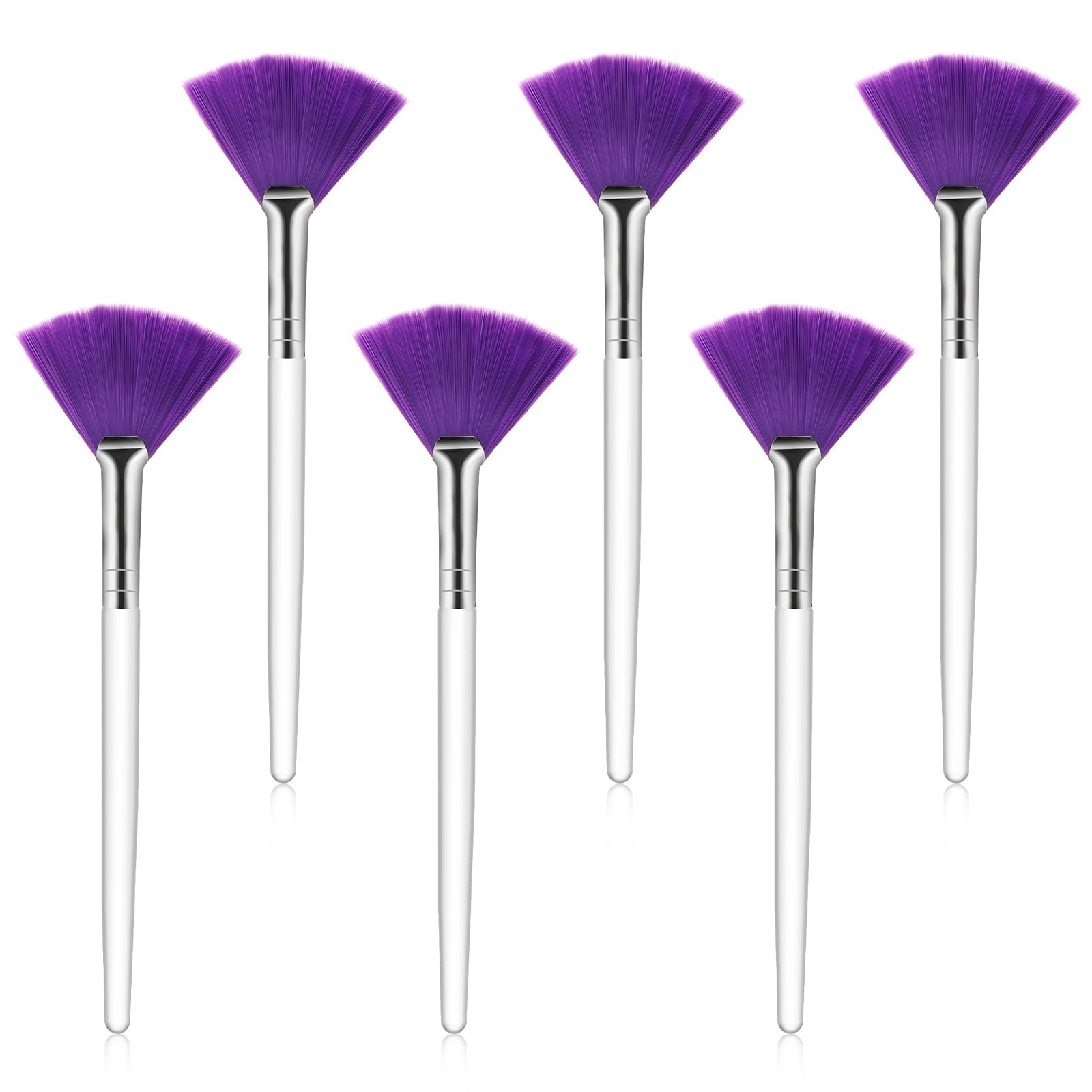 6 Pcs Soft Fluffy Makeup Brush Set for Facial Mask Application - Purple Handle Cosmetic Applicator Tools | Perfect for Skincare, Foundation, and Cream Blending