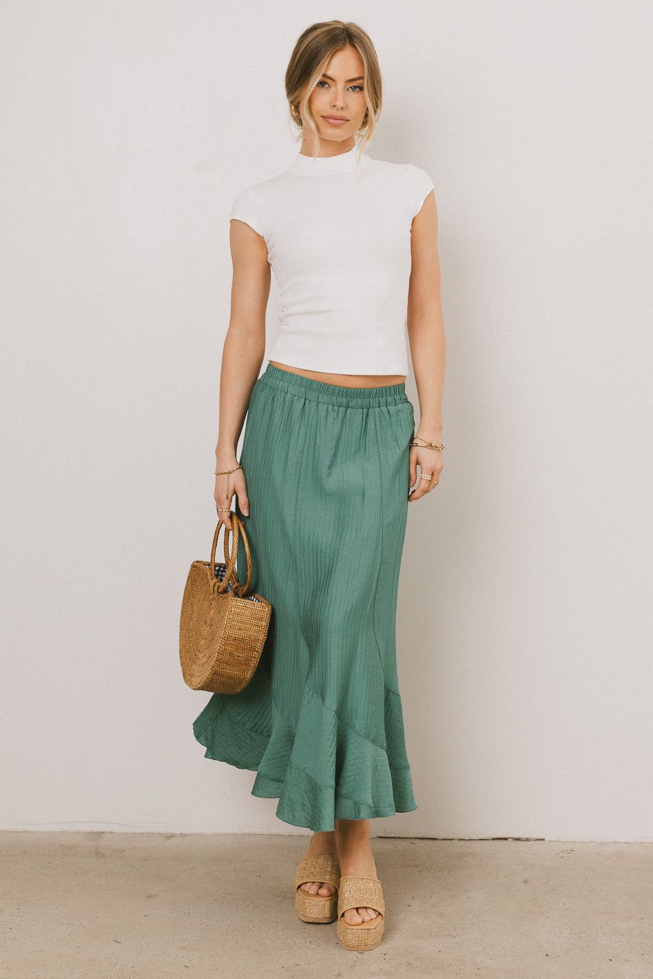 Amara Maxi Skirt in Teal - Flowy Long Boho Skirt for Women - Perfect for Beach Vacations, Summer Outfits & Boho Fashion