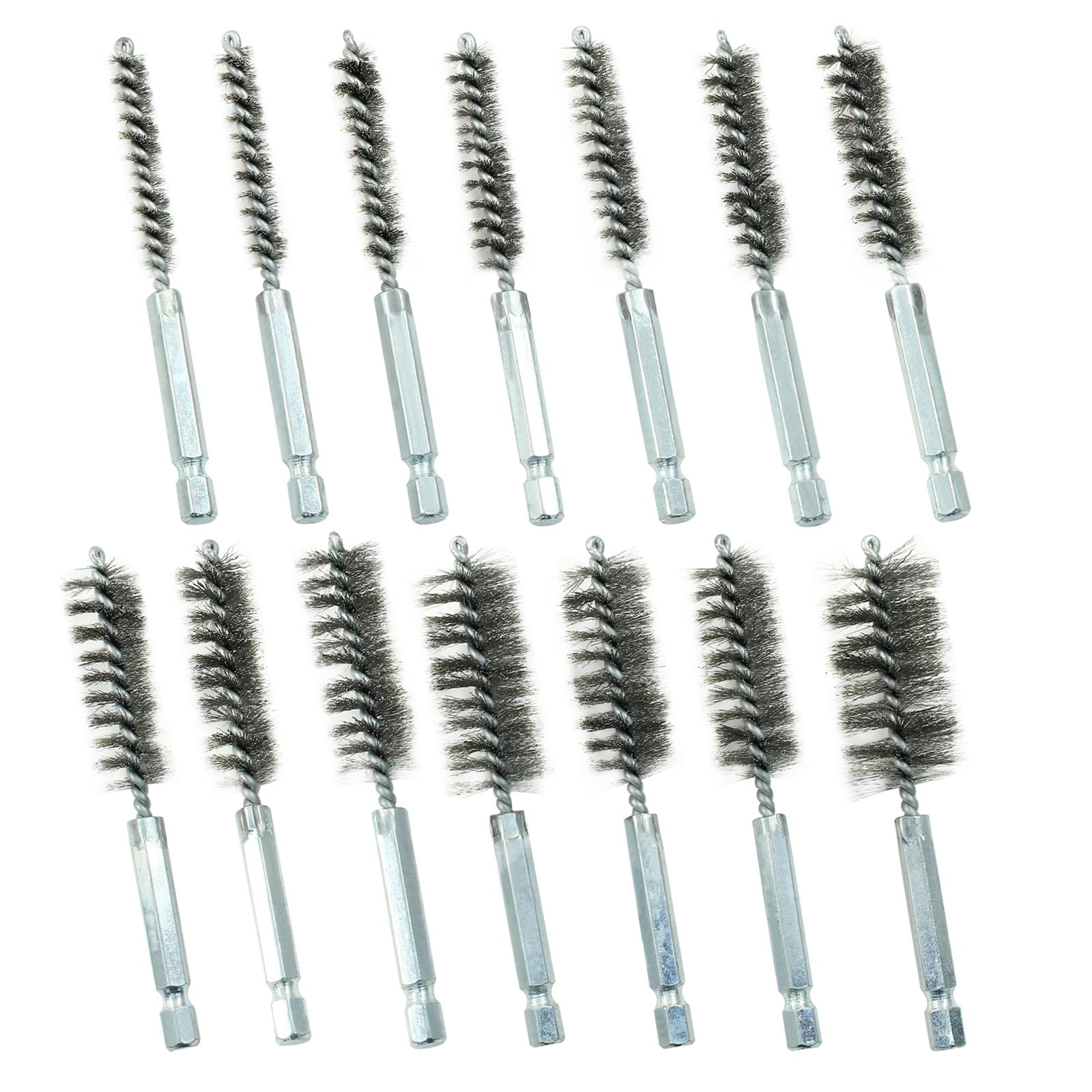 14-Piece Stainless Steel Drill Brush Set - Twisted Wire Metal Bristle Cleaning Brushes with 1/4