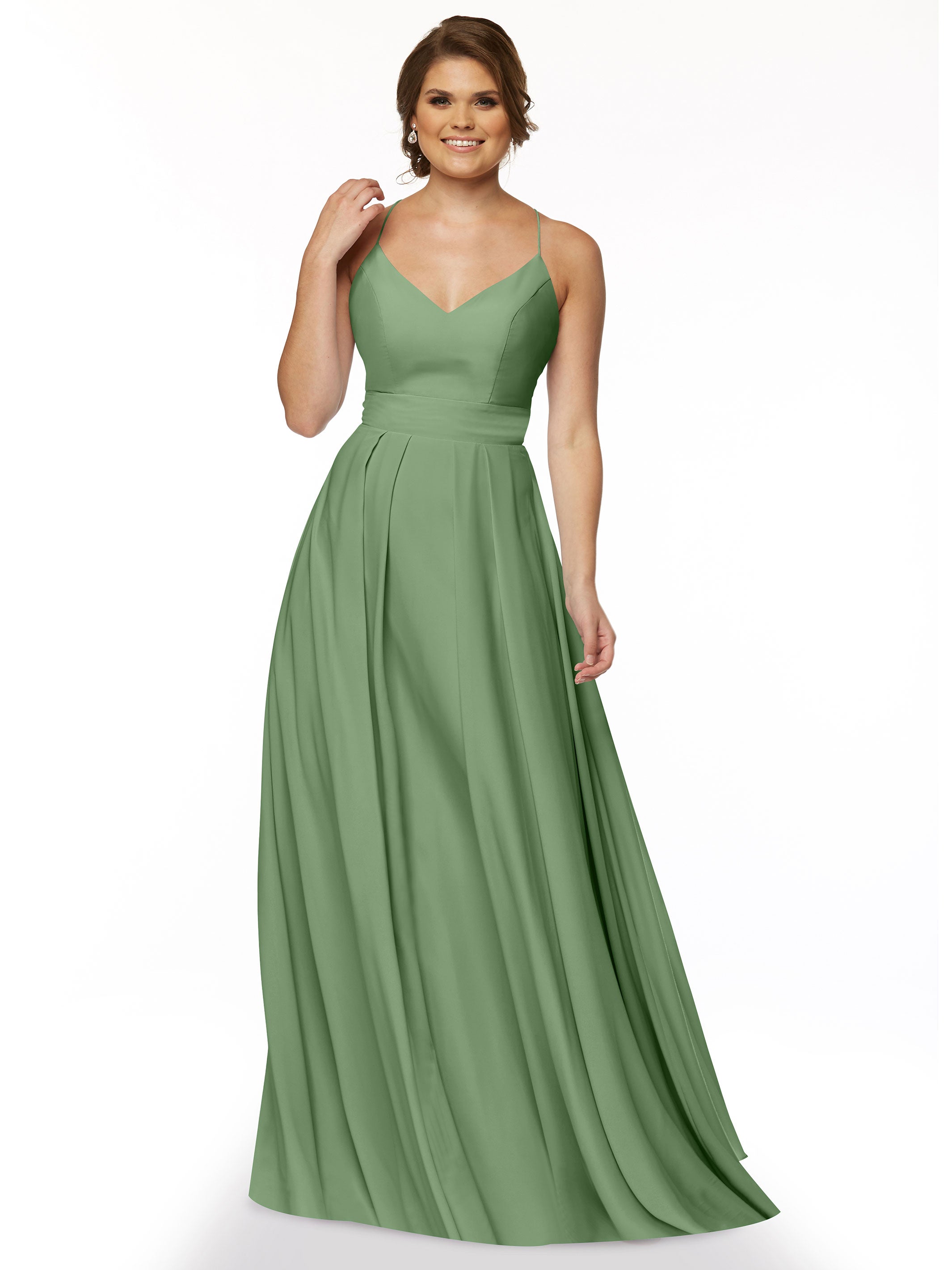 Elegant 83027 Stretch Chiffon A-Line Bridesmaid Dress with Pleats - Perfect for Weddings, Formal Events & Special Occasions